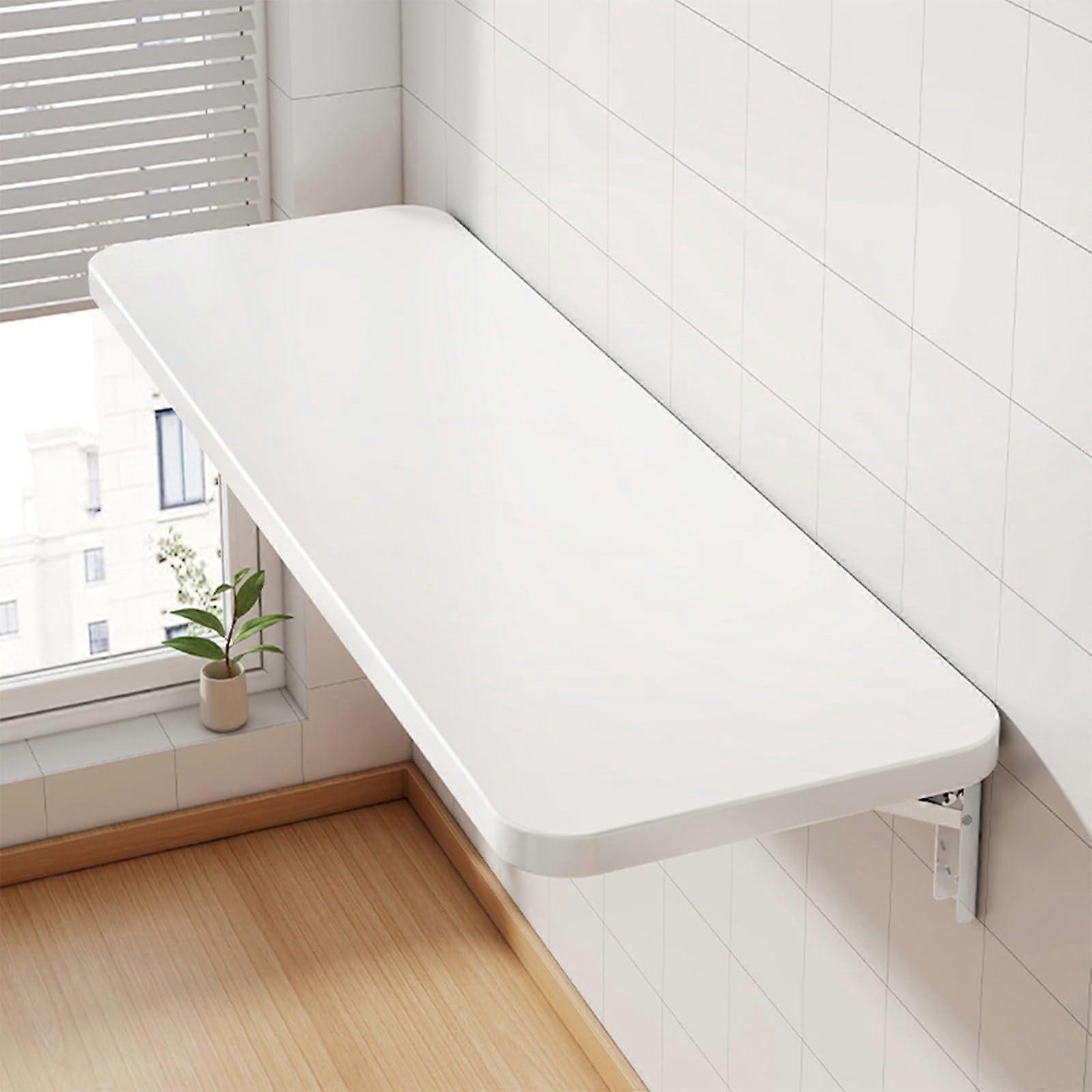 Folding Workbench Wall Mounted Iron Frame Table, SpaceSaving Floating Desk, Shelf for Books and Laptops, Easy Install
