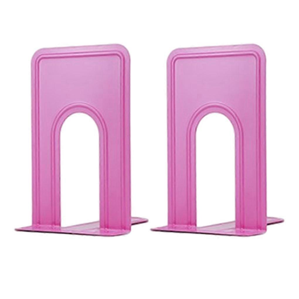 2x Non-skid Metal Bookend Bracket Easy Access To Books With Wide Applications Metal Book Bracket Pink (medium)