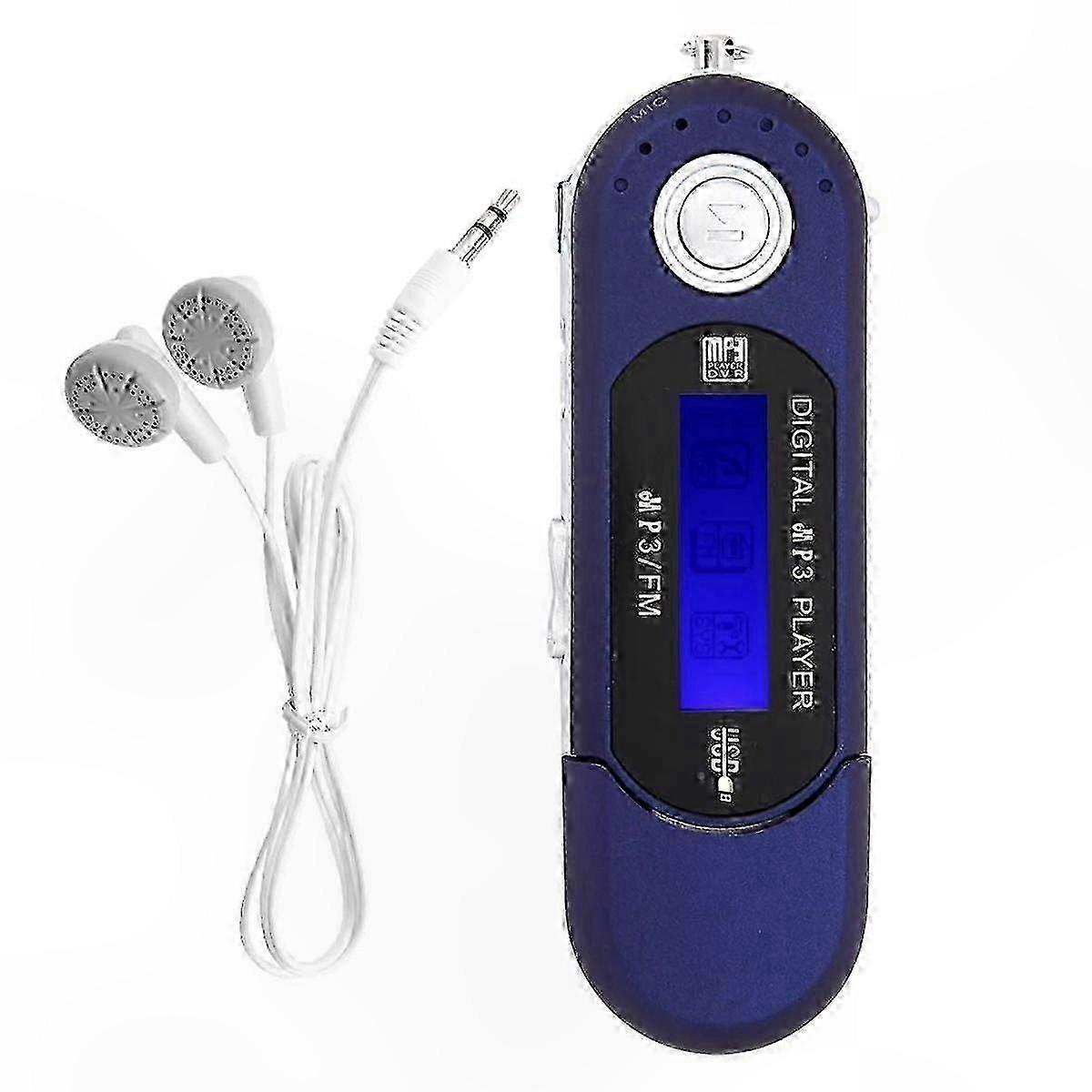 8GB Portable MP3 Player with LCD Screen, FM Radio, and Earphone for Walking, Running (Blue)