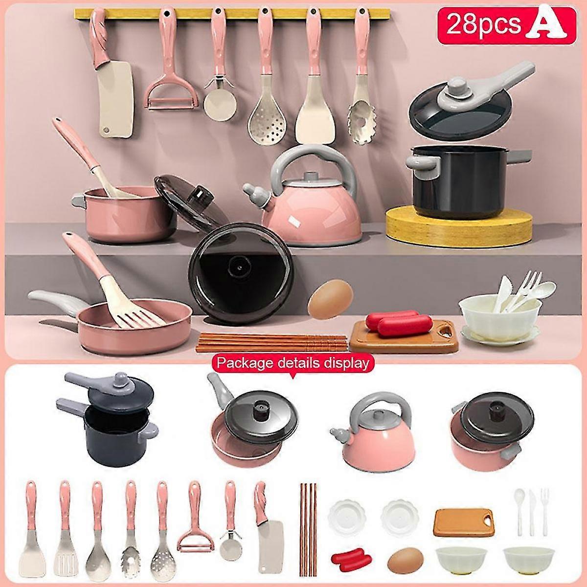 Children's Simulation Kitchen Utensils Set, Mini Cooking Toys Cooker Tableware