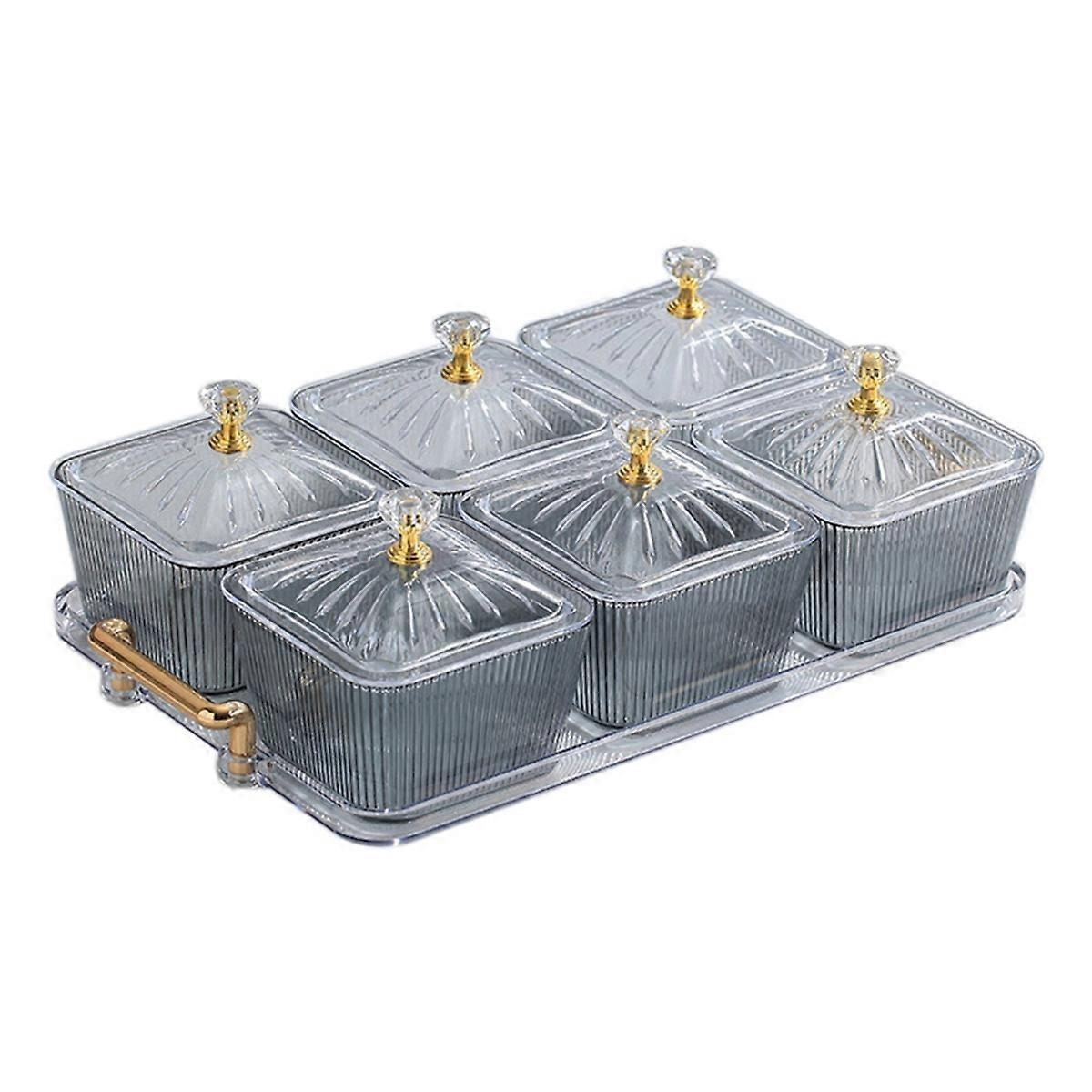Snack Serving Platter Appetizer Serving Tray,Transparent-Gray