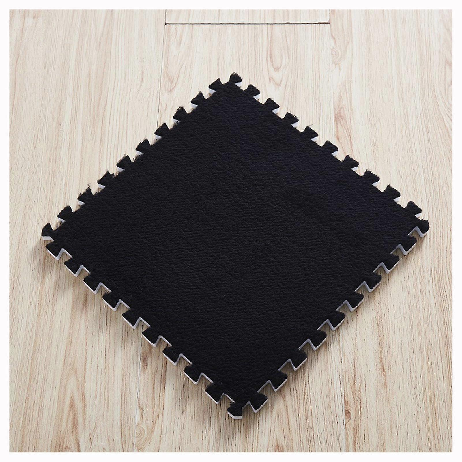 Interlocking Plush Foam Floor Mats 30cm (12in) 15Piece NonSlip Mats With Borders For Living Room Bedroom Decor