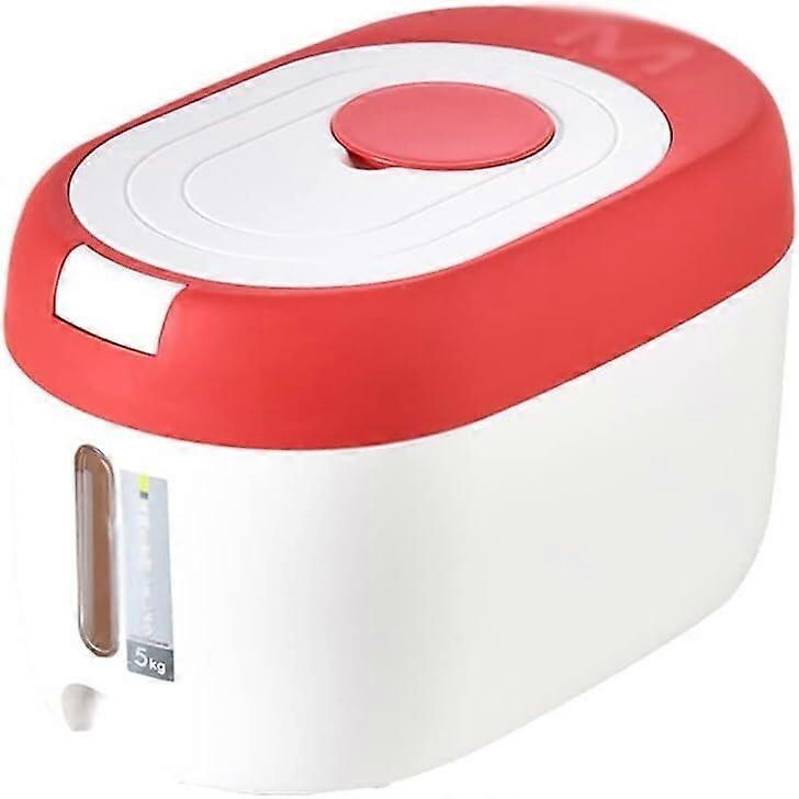 Rice Bucket Kitchen Grain Flour Storage Box Red 30.8x19.5x18cm Sealed Jar Container for Pet Food and Grains