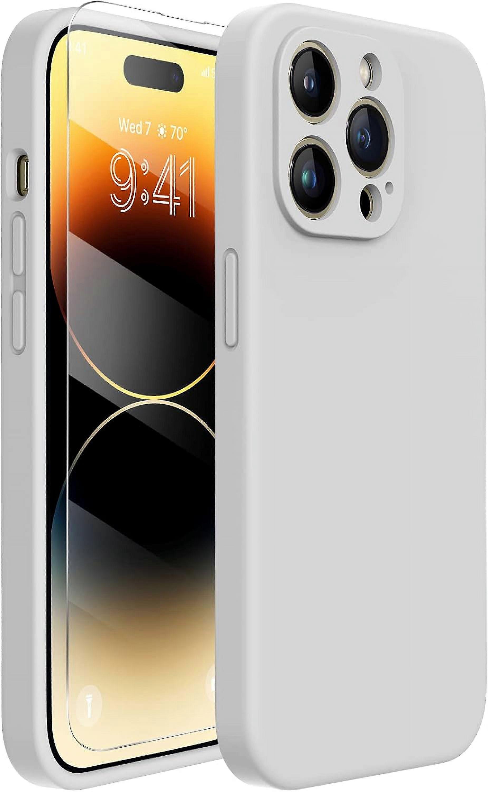 Miracase compatible with iPhone 14 Pro Case with Screen Protector, Upgraded Camera Protection, Shockproof Liquid Silicone Cover for 14 Pro 6.1"