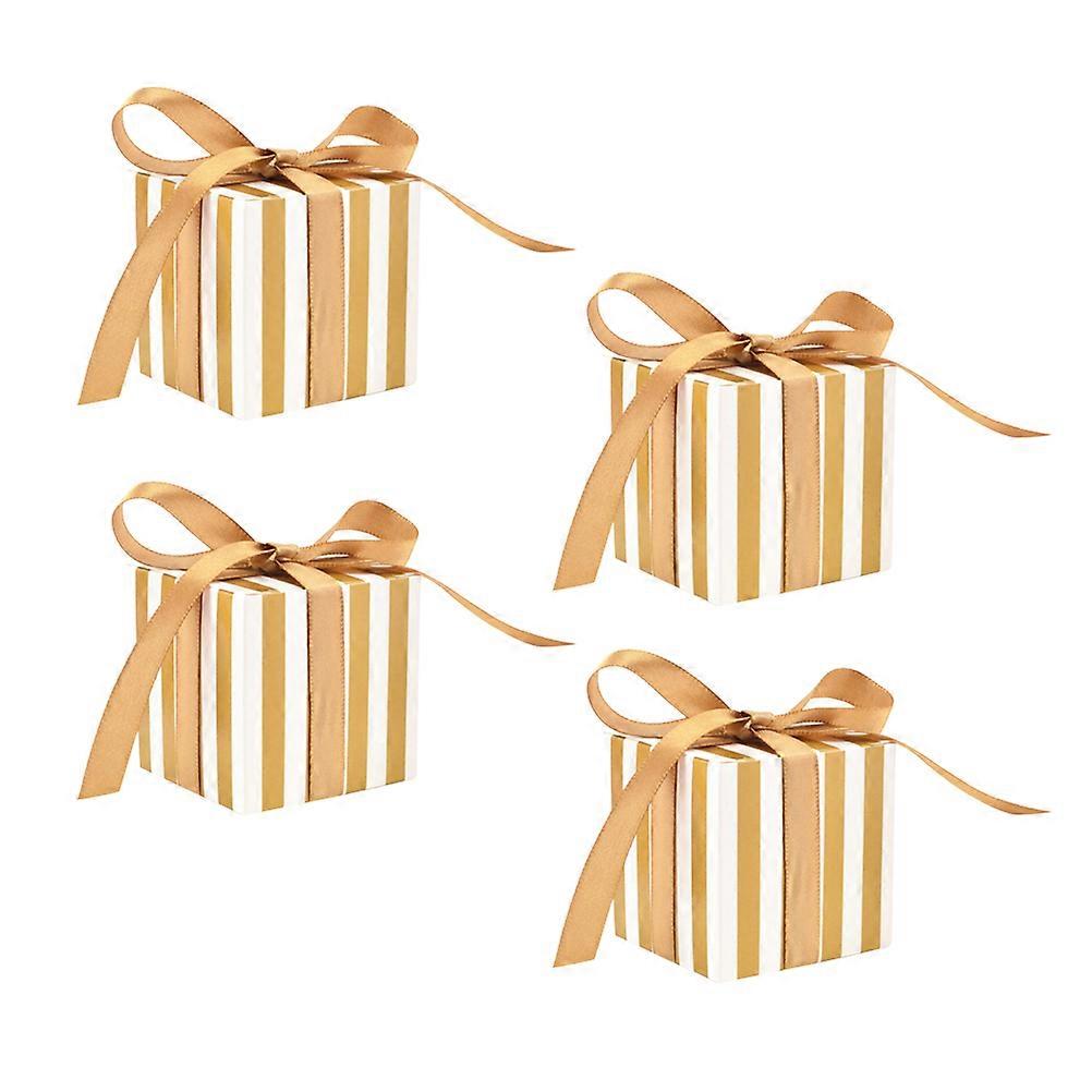 Striped Candy Boxes Small Square Chocolate Boxes Golden for Gift Container 150Pcs