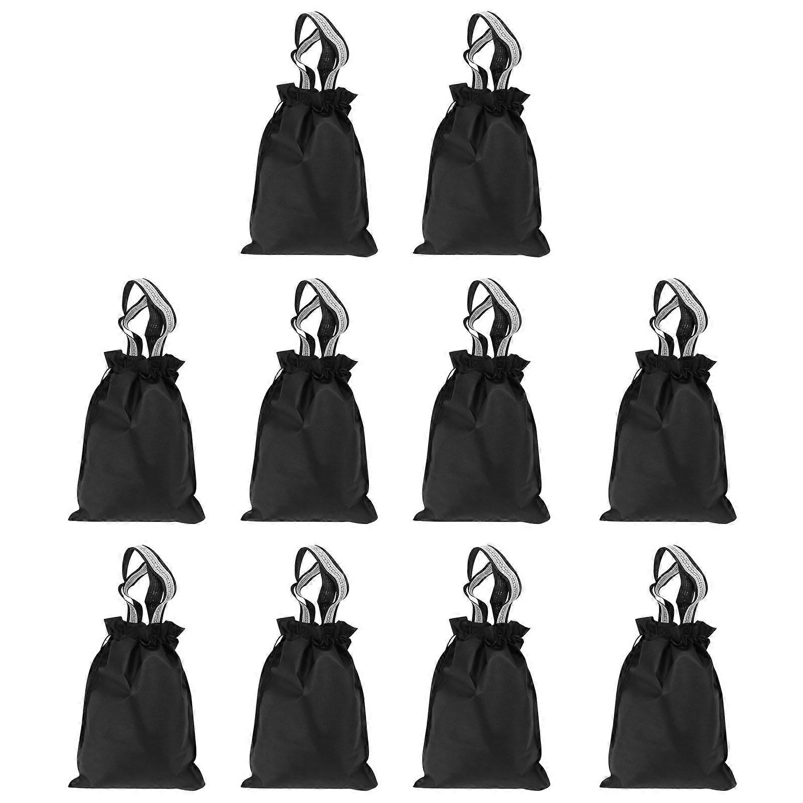 Black Handheld Shoe Bag Drawstring Bag for Practical Use 10Pcs Set