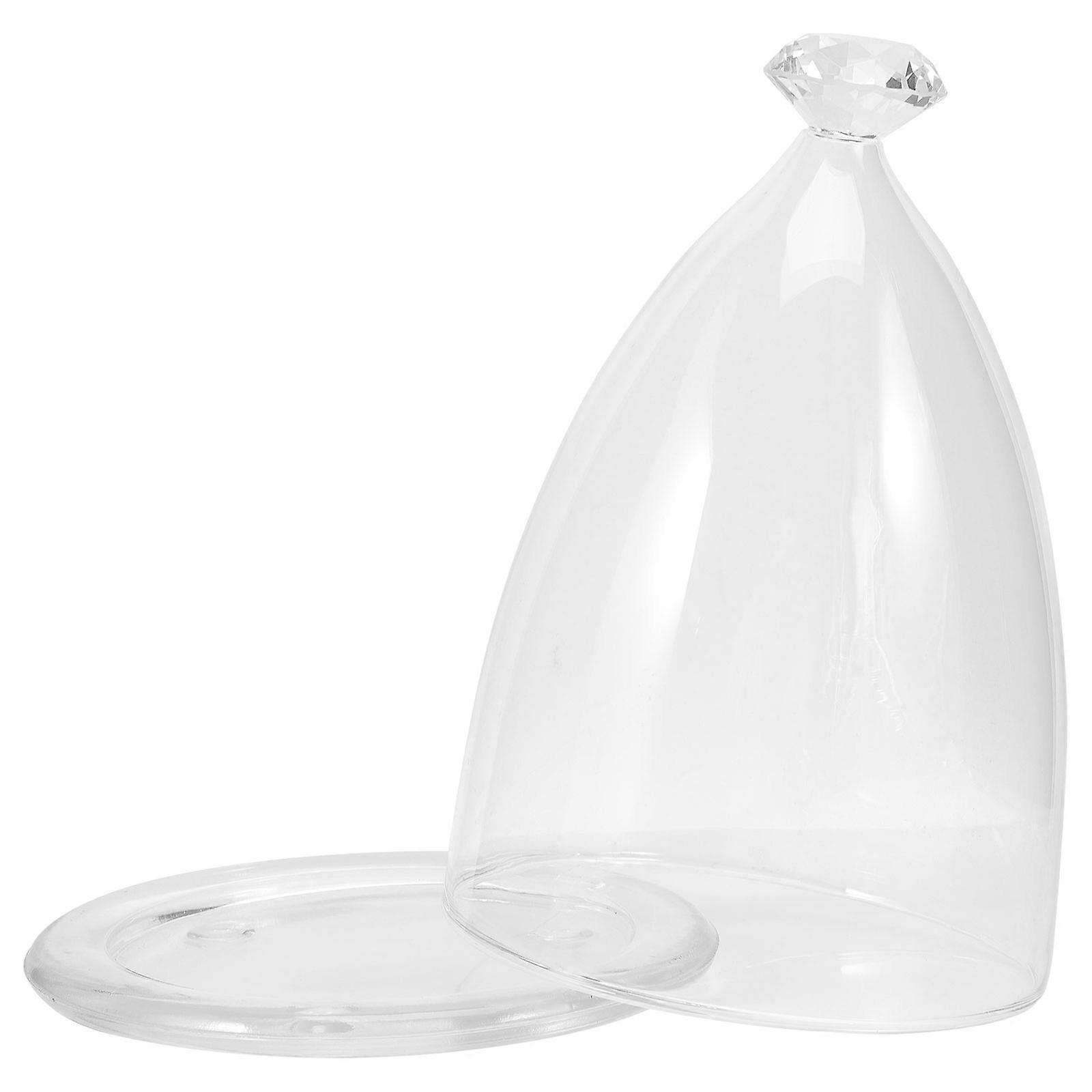Transparent Glass Dome with Base for Storage 3Pcs Display Cover