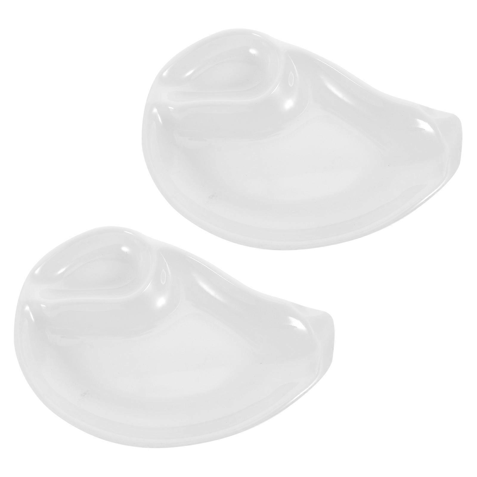 Dumpling Plate Multi-Functional Food Serving Dish for 4Pcs White Plate Set