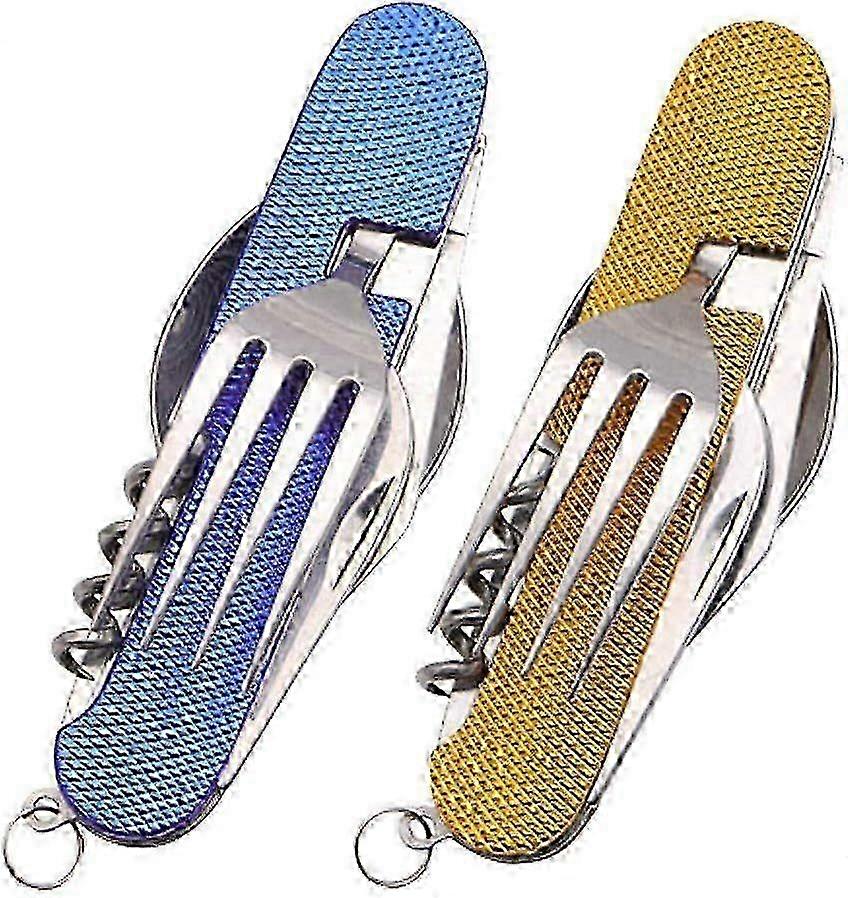 Portable Stainless Steel 6-in-1 Multitool Cutlery Set for Camping and Outdoor Activities 2025