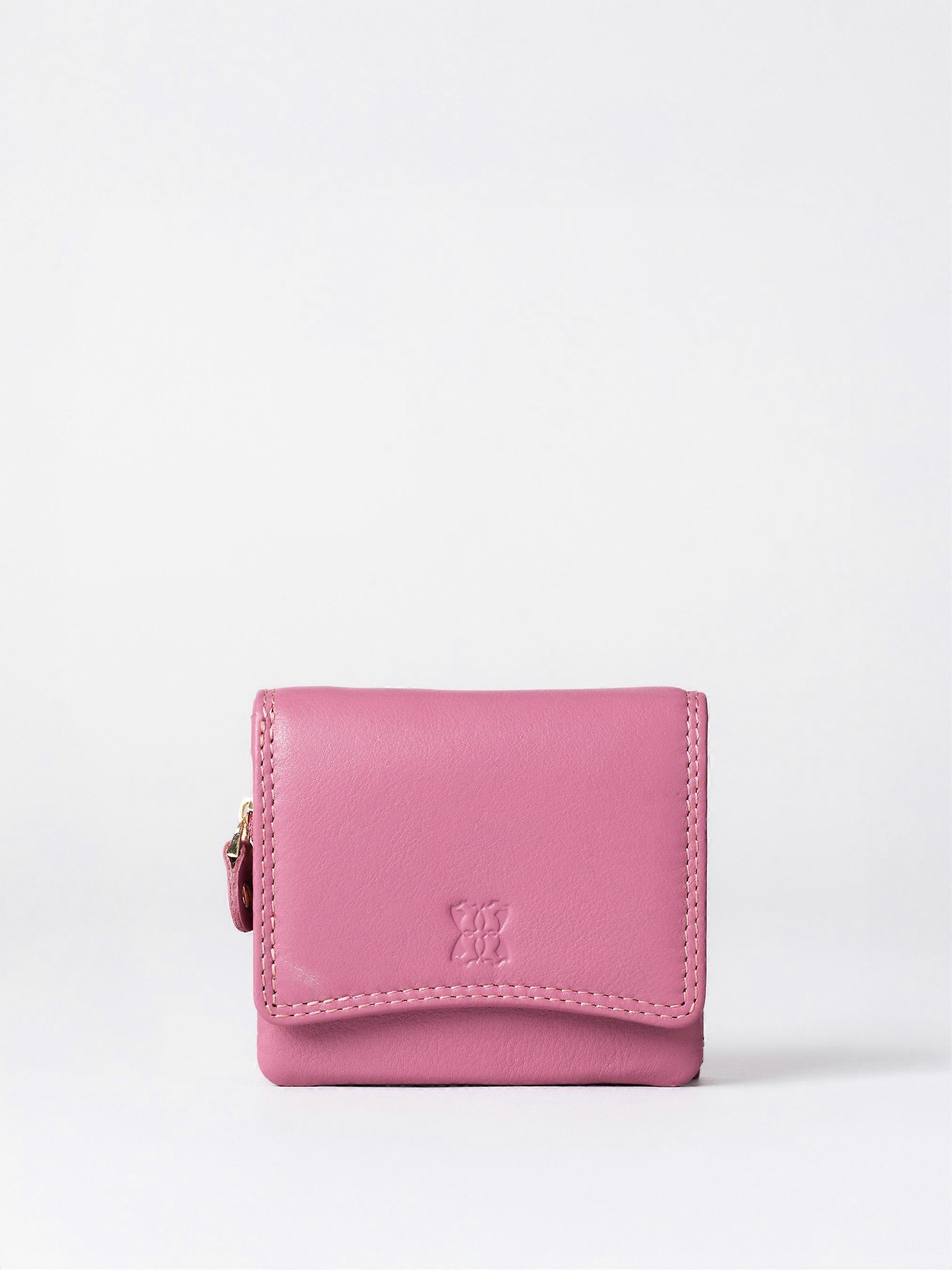 Small Leather Flapover Purse in Mauve