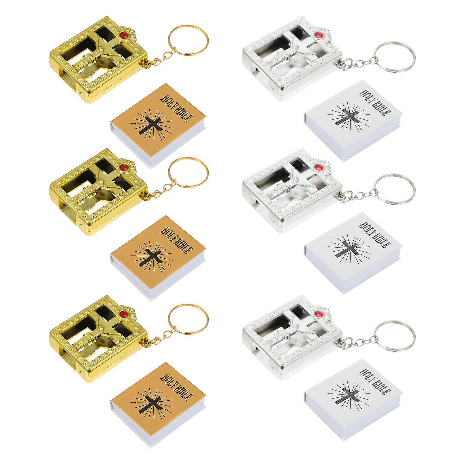 Creative Cross Keychain Pendant Bible Keyring with 6Pcs Key Holder