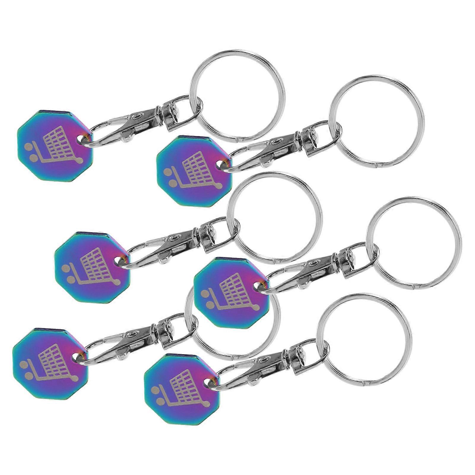 Octagonal Shopping Cart Key Holder Designed For Grocery Shopping With 30Pcs Stainless Steel Tokens