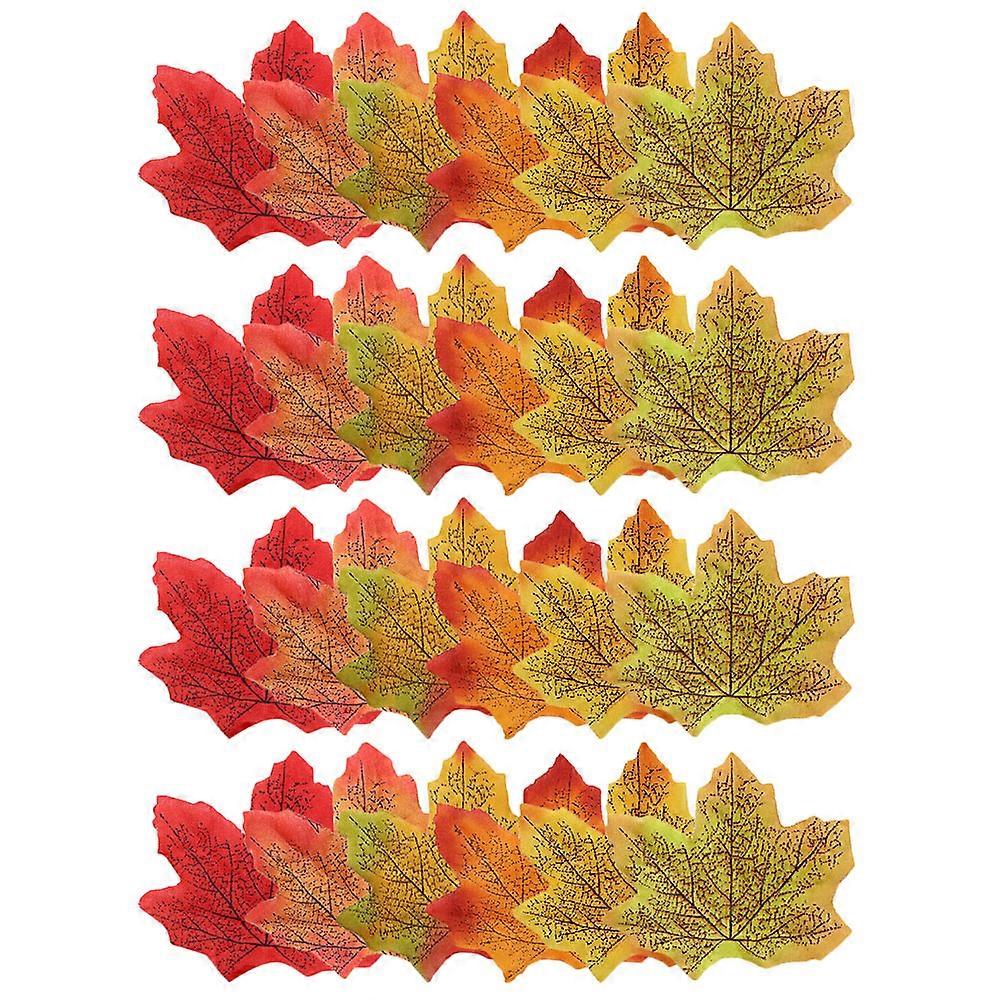 Simulation Maple Leaf Fake Autumn Leaves for Party 5Pcs 1 Bag Assorted Color