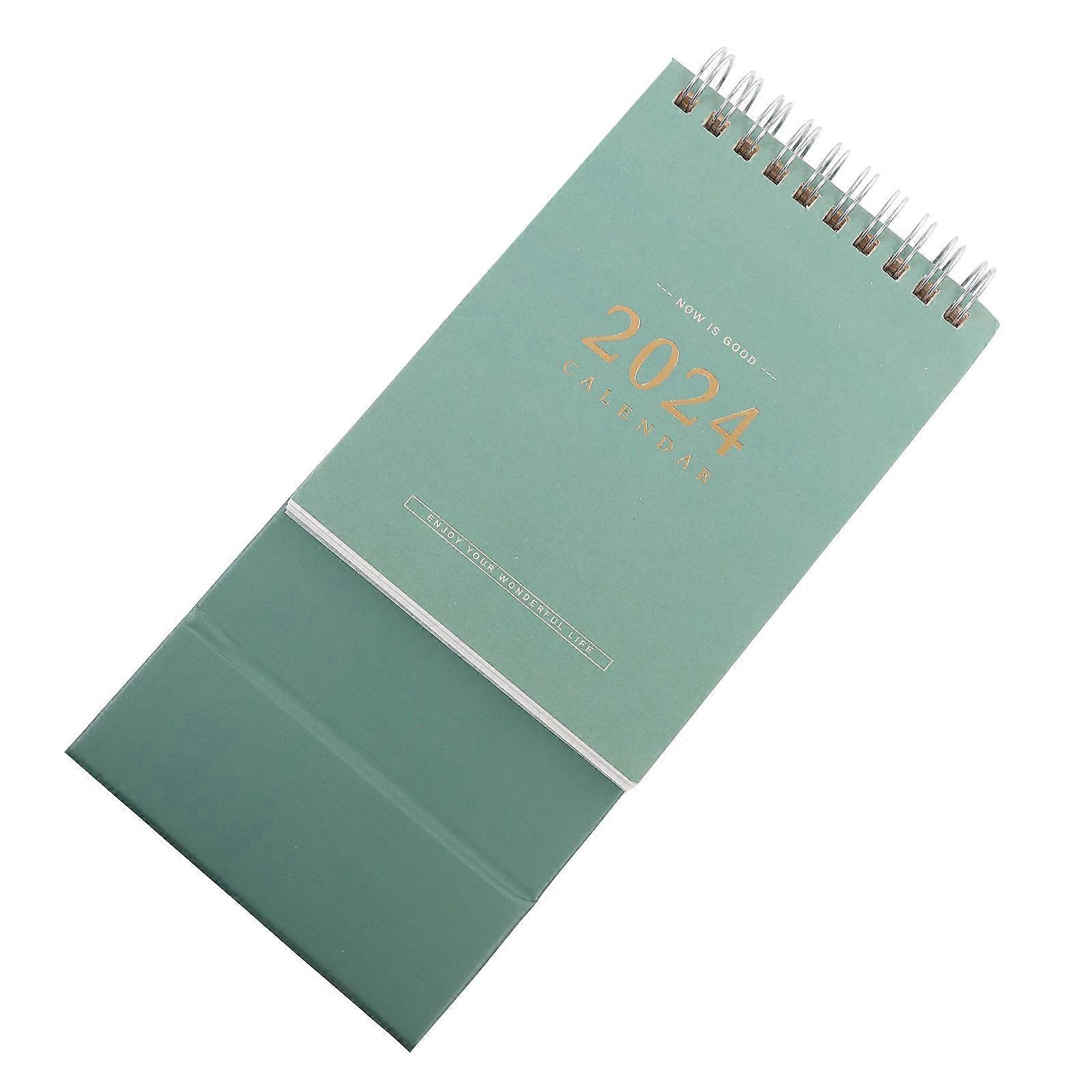 Small Desktop Calendar Minimalist Table Calendar For School Use In Green Color Featuring Triple Fold Design 1Pcs