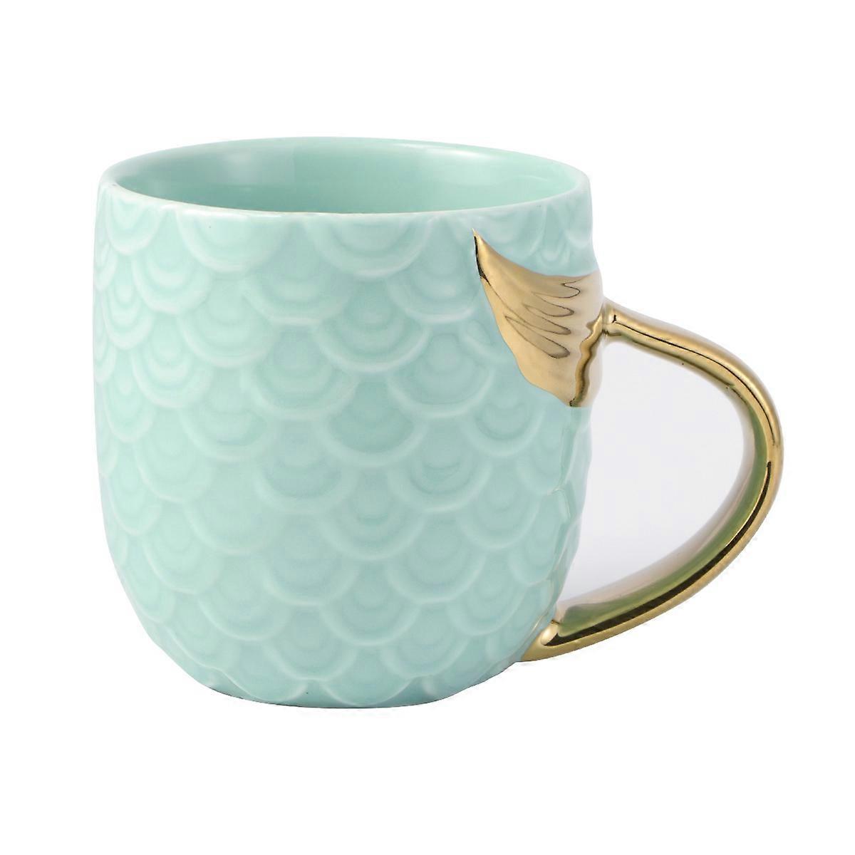Mermaid Mug Ceramic Coffee Mug for Drinking Use Sky-Blue Handle