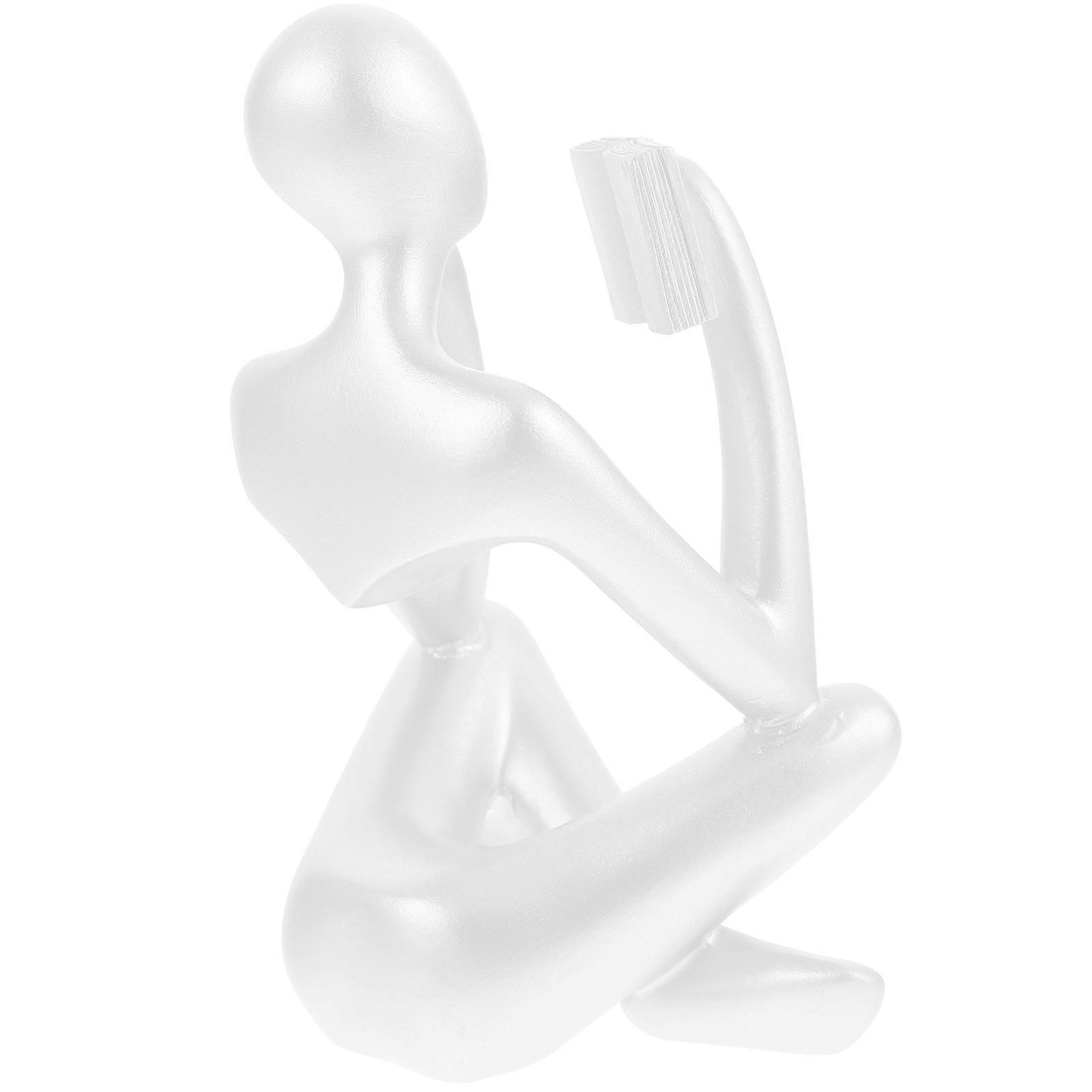 Desktop Ornament Resin Thinker Statue for Decor 4Pcs White Abstract Figurine