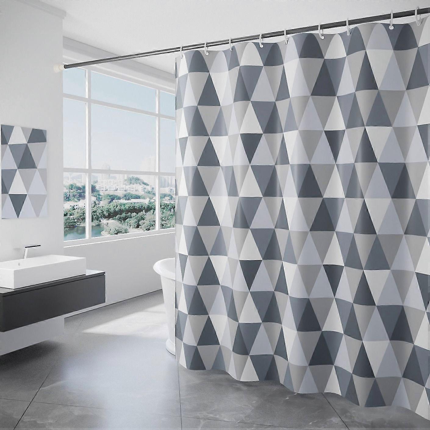 Shower Curtain 180x200 cm, Polyester Machine Washable, for Bathroom, Triangle Pattern