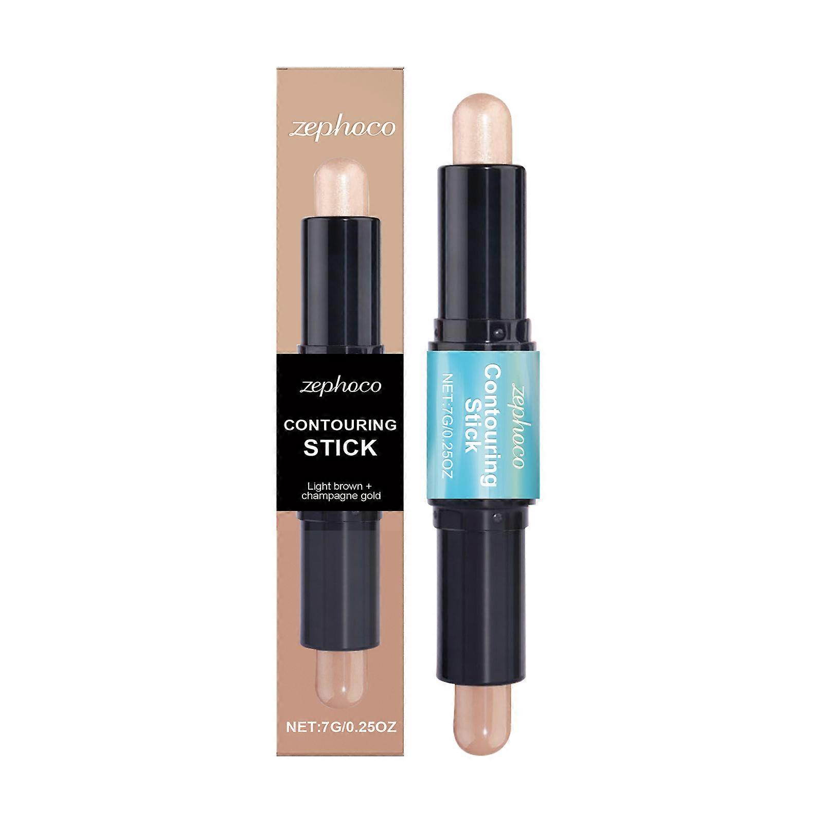 zephoco 2-In-1 Facial Shaping And Contouring Stick (Light Brown + Champagne Gold) Naturally Brightening, Light In Texture, Not Heavy In Texture, Conto