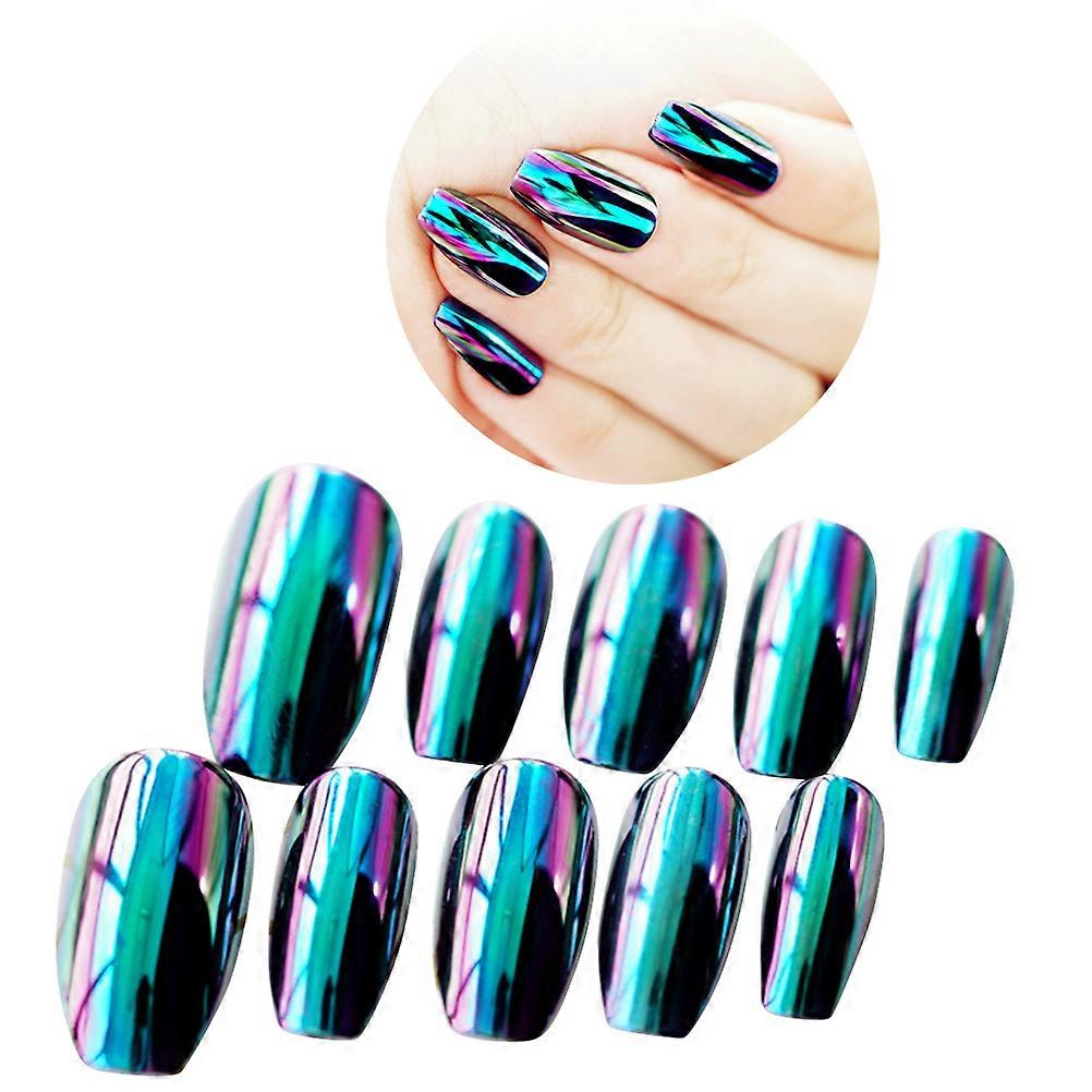 Elegant Color Changing Mirror False Nails for Full Cover Manicure 24Pcs