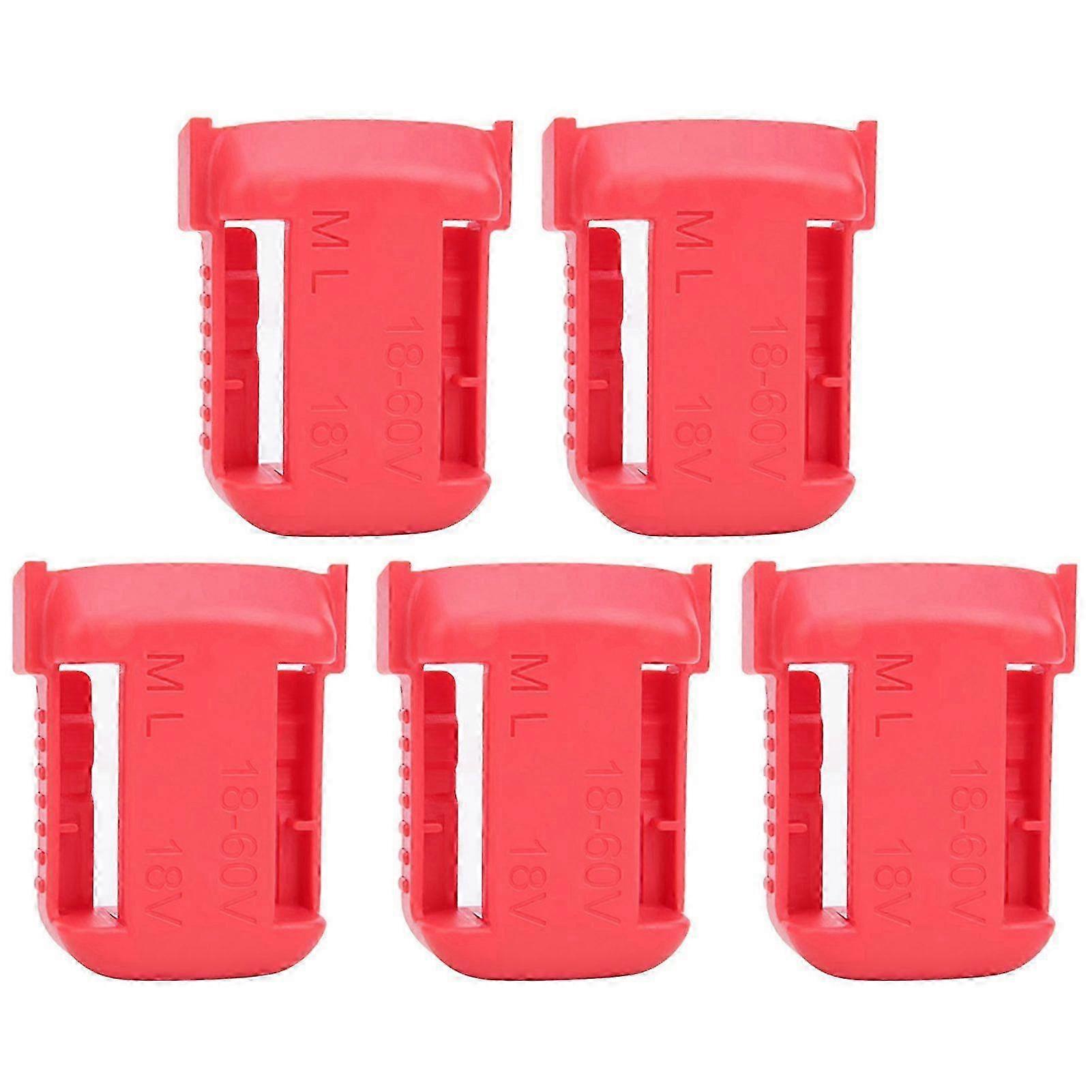 25-26 5Pcs Lithium Battery Storage Rack Shelf Bracket Belt Slot Fixing Device for Milwaukee M18 18VRed