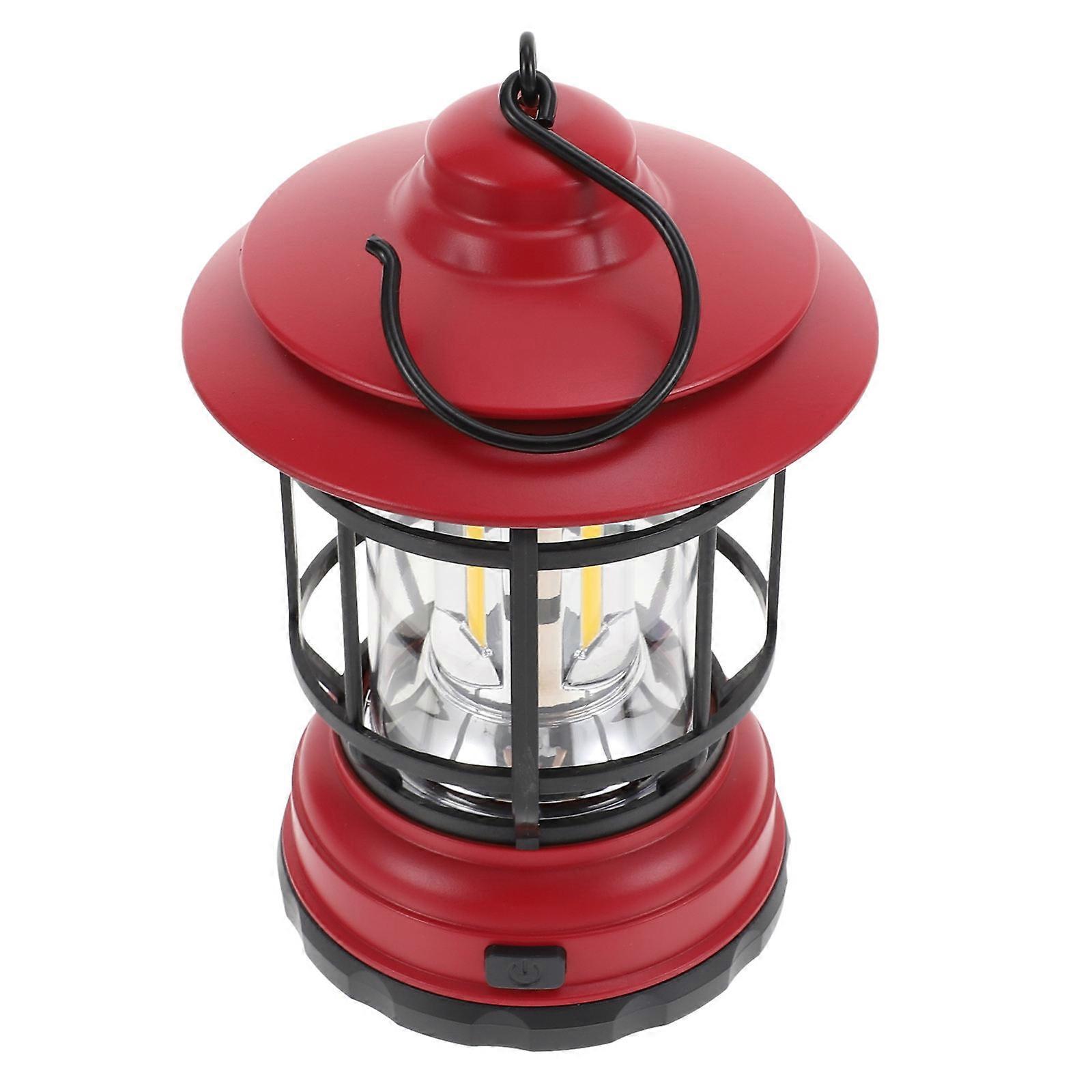 Hiking Tent Light Vintage LED Lantern for Lighting Red Material