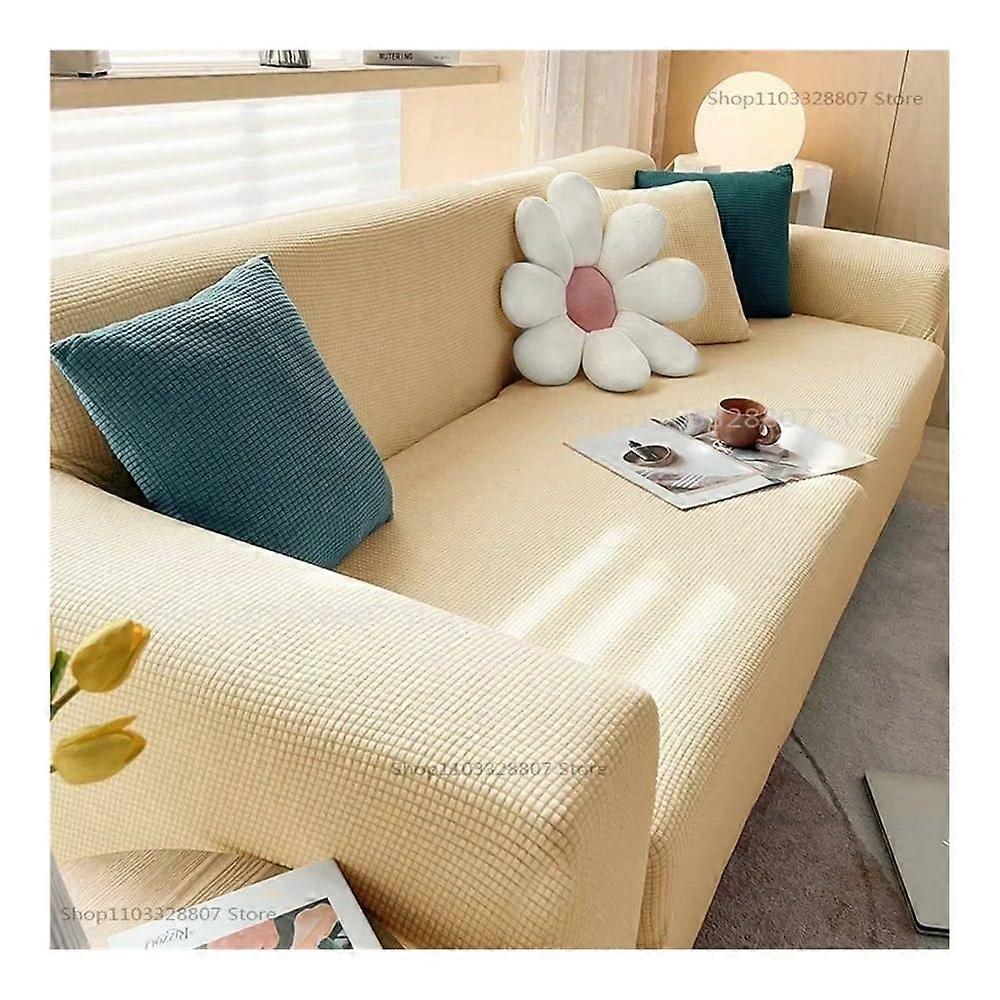 Waterproof Jacquard Sofa Covers 14 Seat Beige 235300cm LShaped Solid Couch Cover Protector