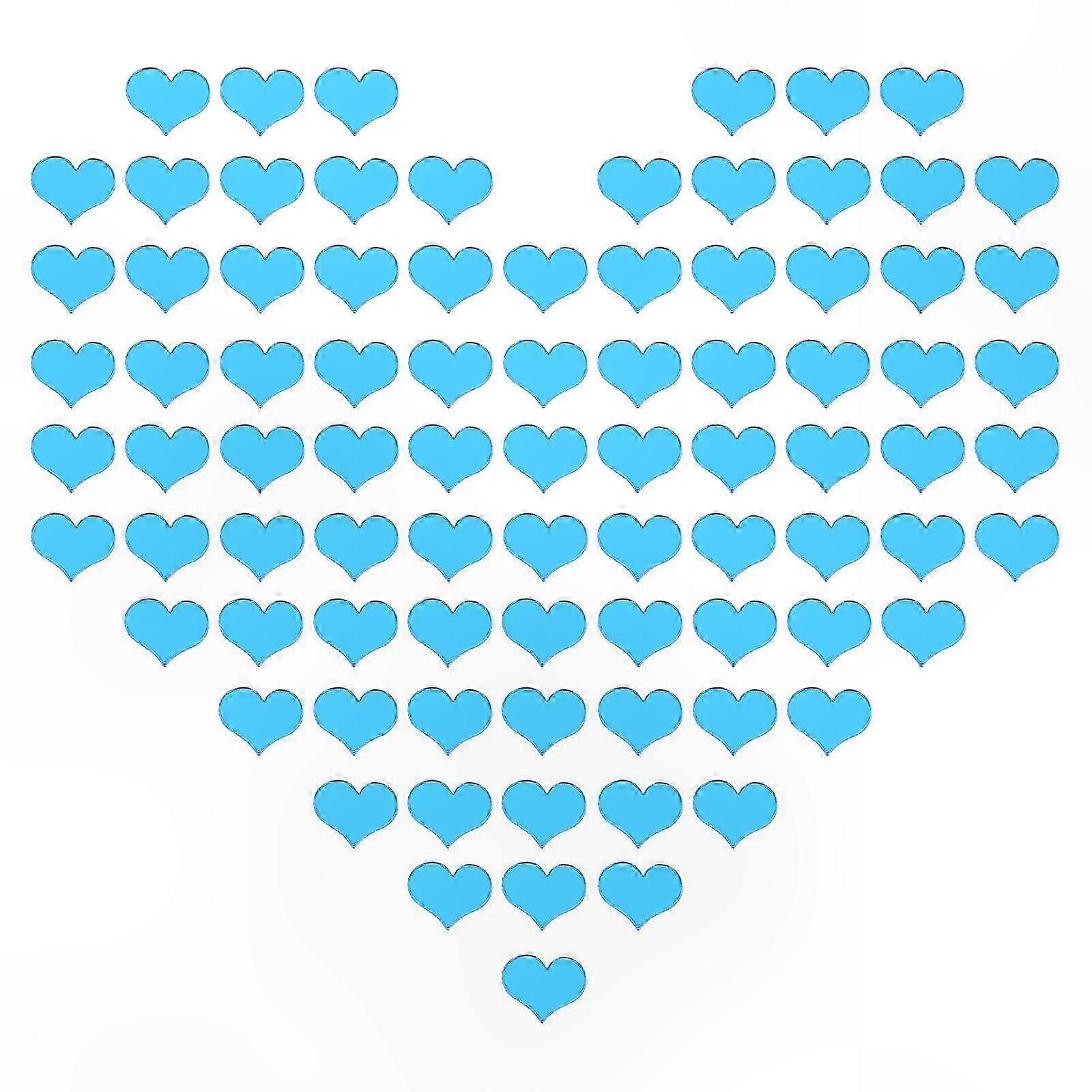 Autocollants muraux décoratifs en acrylique bleu en forme de cœur (100 pièces)