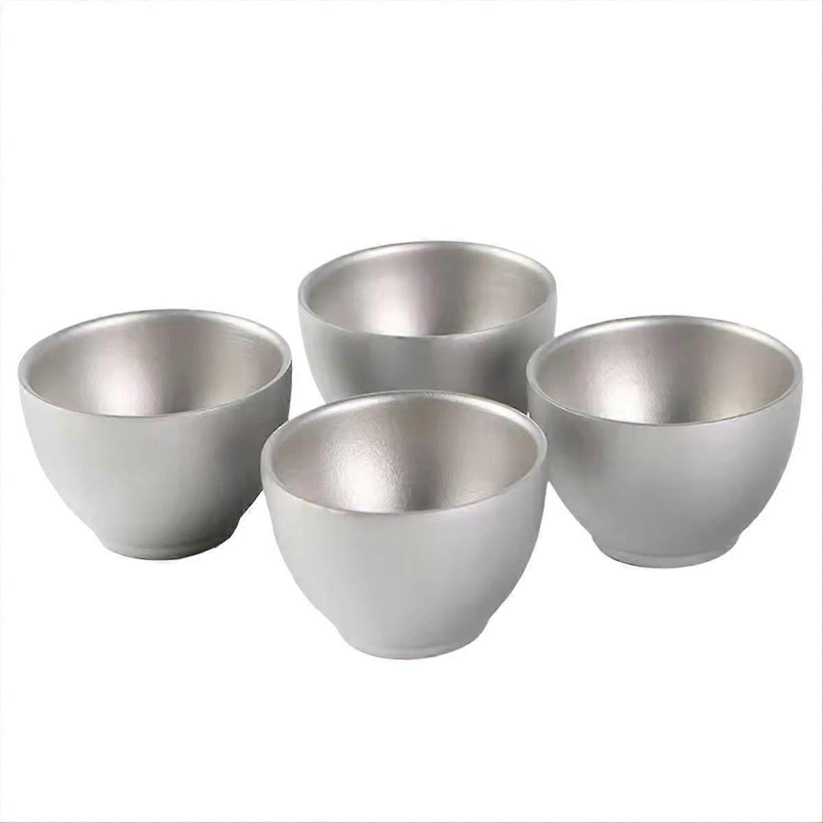 Camping Titanium Tea Cup, Double-Wall, 4PCS, Hiking Accessory