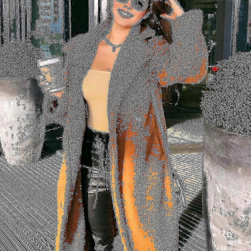 Fluffy vinterlang frakk til dame