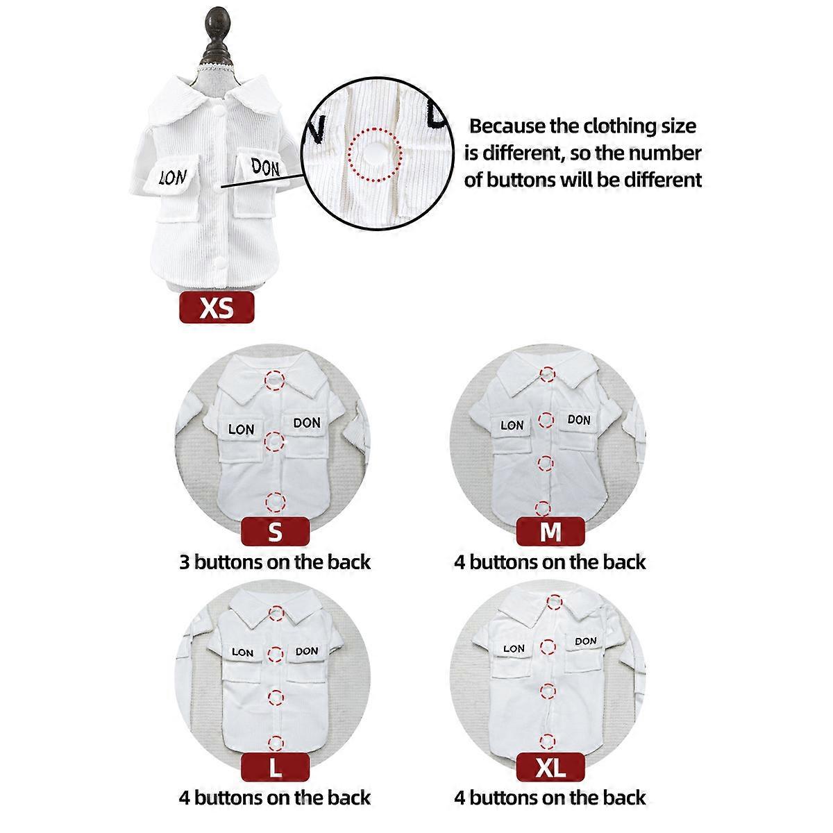 London Shirt Pet Clothing Dog Cat White Simple Spring and Summer Open Button Homewear