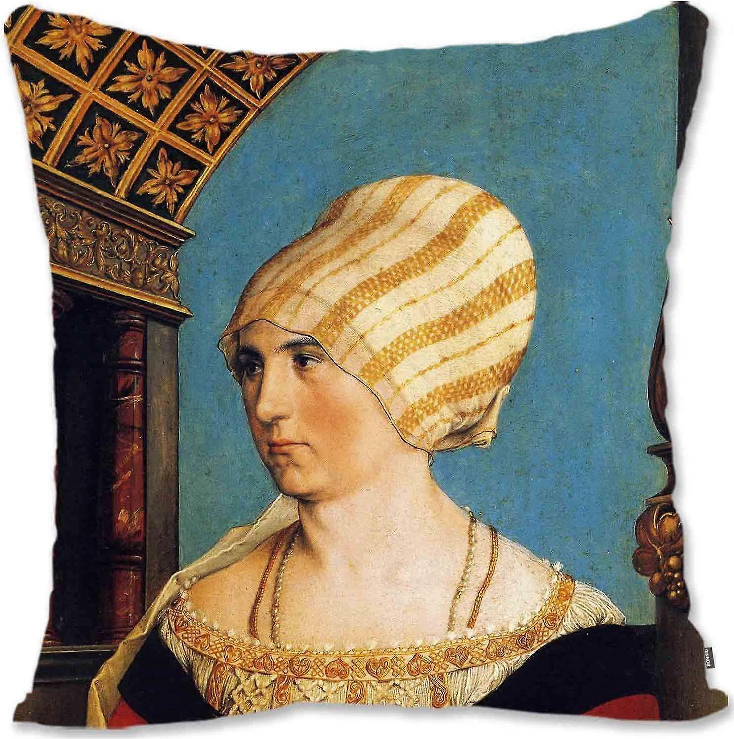 c997装飾的なスロー枕カバールネッサンスバロック様式の女性の肖像画アート - ホルバイン - イギリスのジェーンシーモア女王HH-ドロテアマイヤーHh(A1-565)