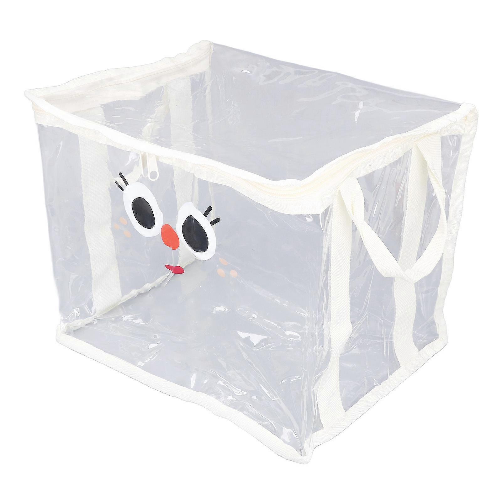 Books Box PVC Large Capacity Foldable Transparent Water Resistant Books Storage Case with 2 Handle 