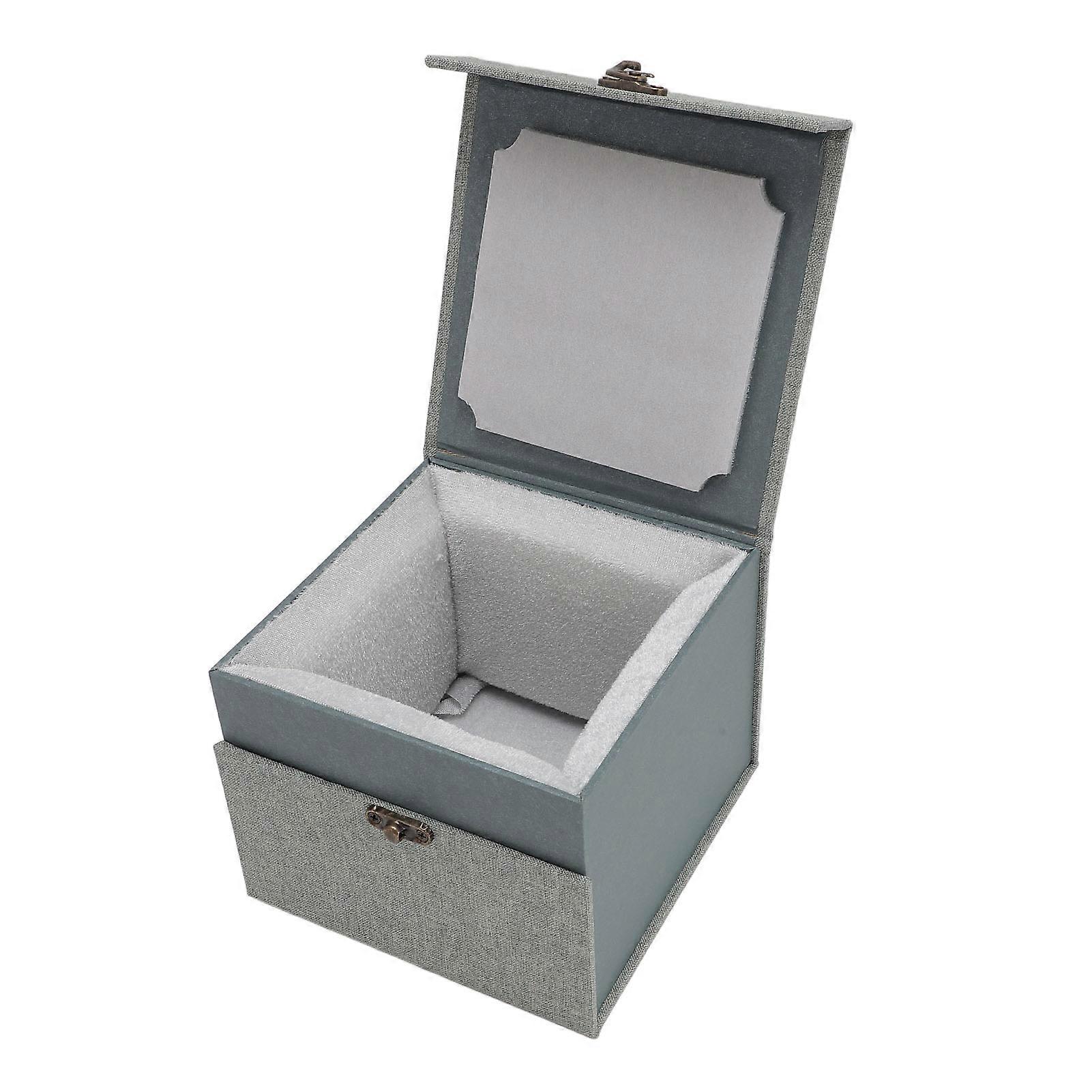 Ball Jointed Doll Head Storage Case Linen Fabric Protective Carrying Box for 1/3 Scale Doll Head Gray Green 