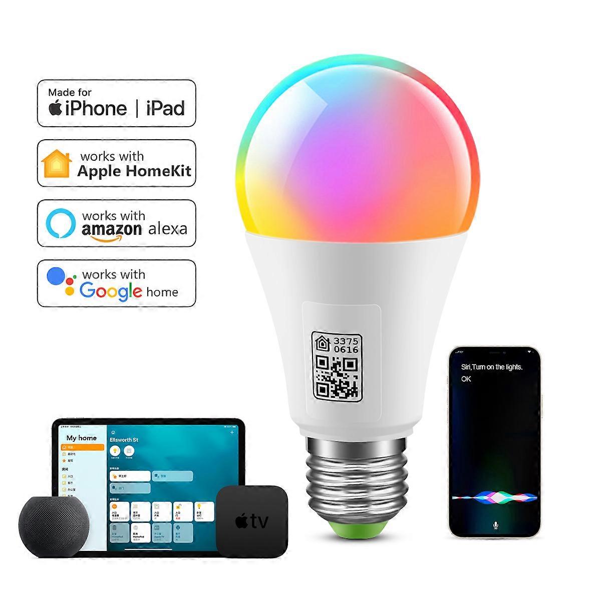 MFi Certified Homekit LED Smart WiFi Light Bulb Siri Voice APP Control RGBCW Night Lamp For Apple HomeKit App Alexa Google Home