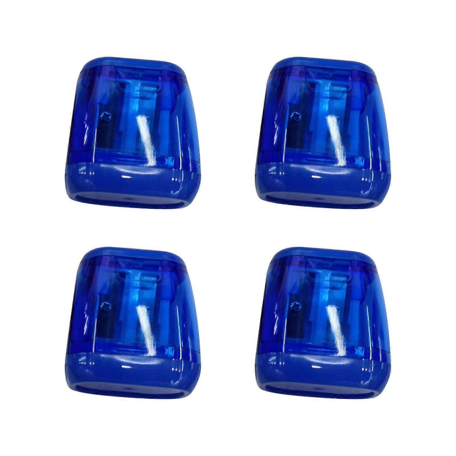 Jacenvly 4PCS Double Hole Pencil Sharpener with Cover, Portable Oval Manual Sharpener for Kids, School, Office, Compatible with Standard Pencils