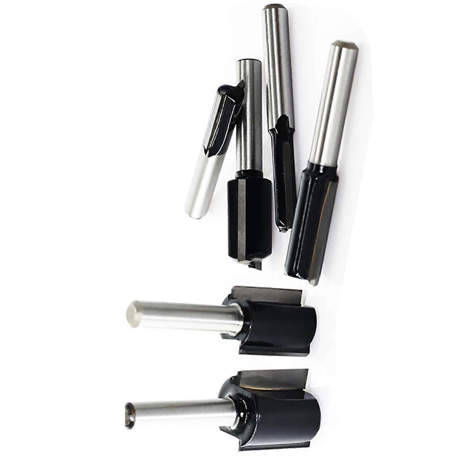 6 Piece Alloy Milling Cutter Set for Woodworking Double Edges Design Multiple Size Alloy Steel Router Bit Suitable with Electric Engravers Multicolor