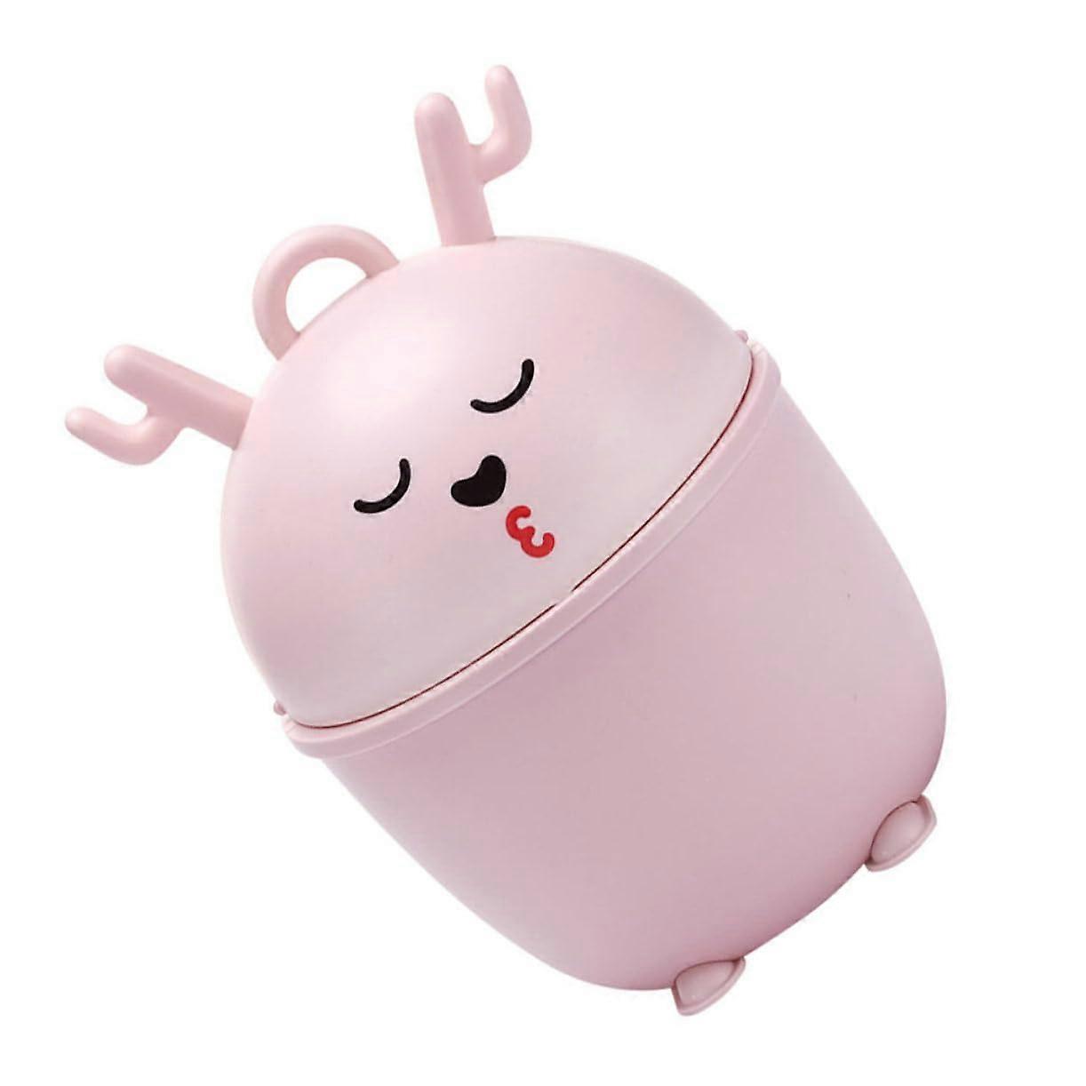 Desktop Trash Can Covered Garbage Container, MultiFunction Desk Waste Bin, Cartoon Design, Compact Office And Home Use