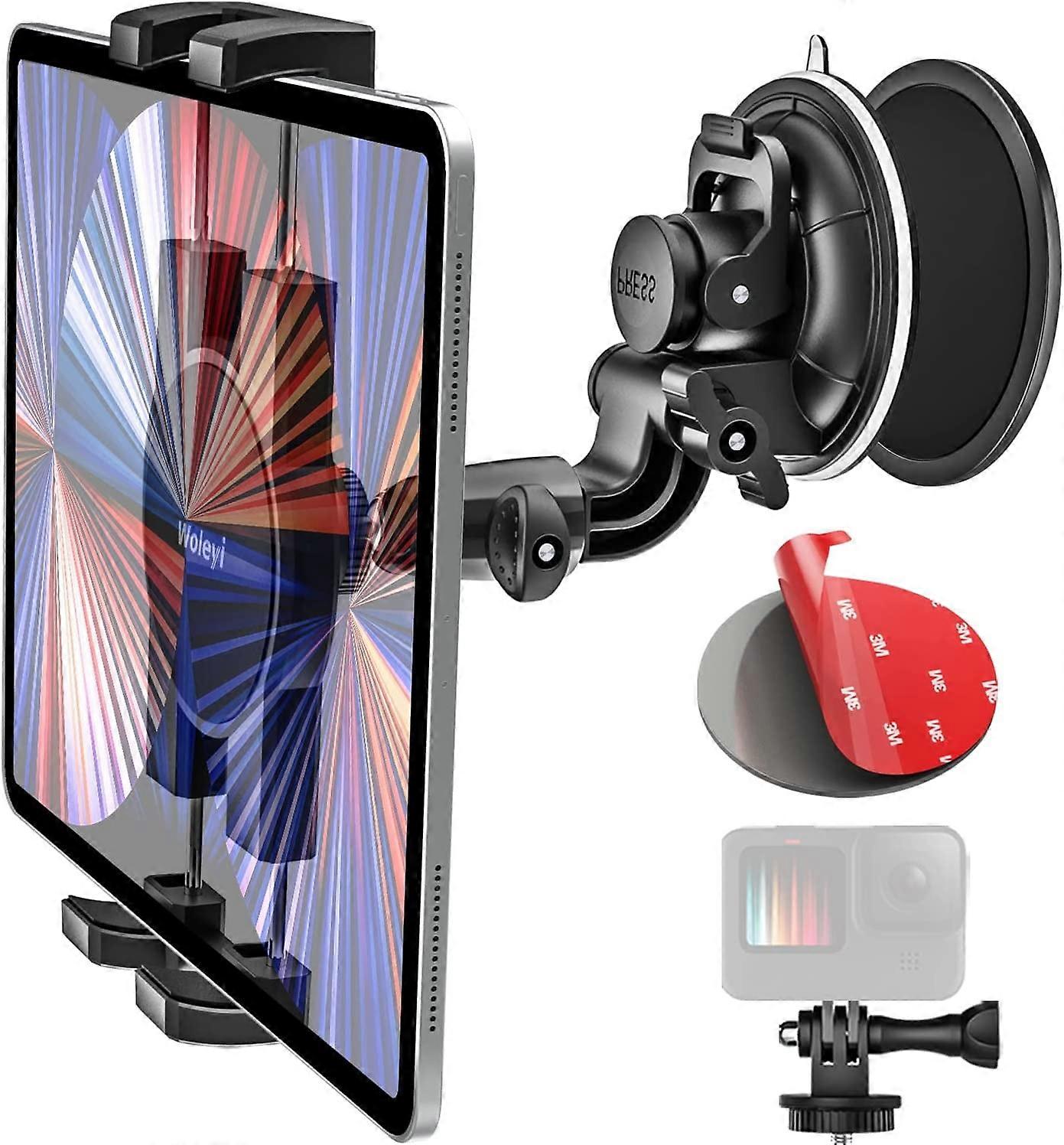 Suction Cup Tablet Holder for Car Windshield, Window Dashboard Car Tablet Mount with 1/4'' Screw Adapter & Dash