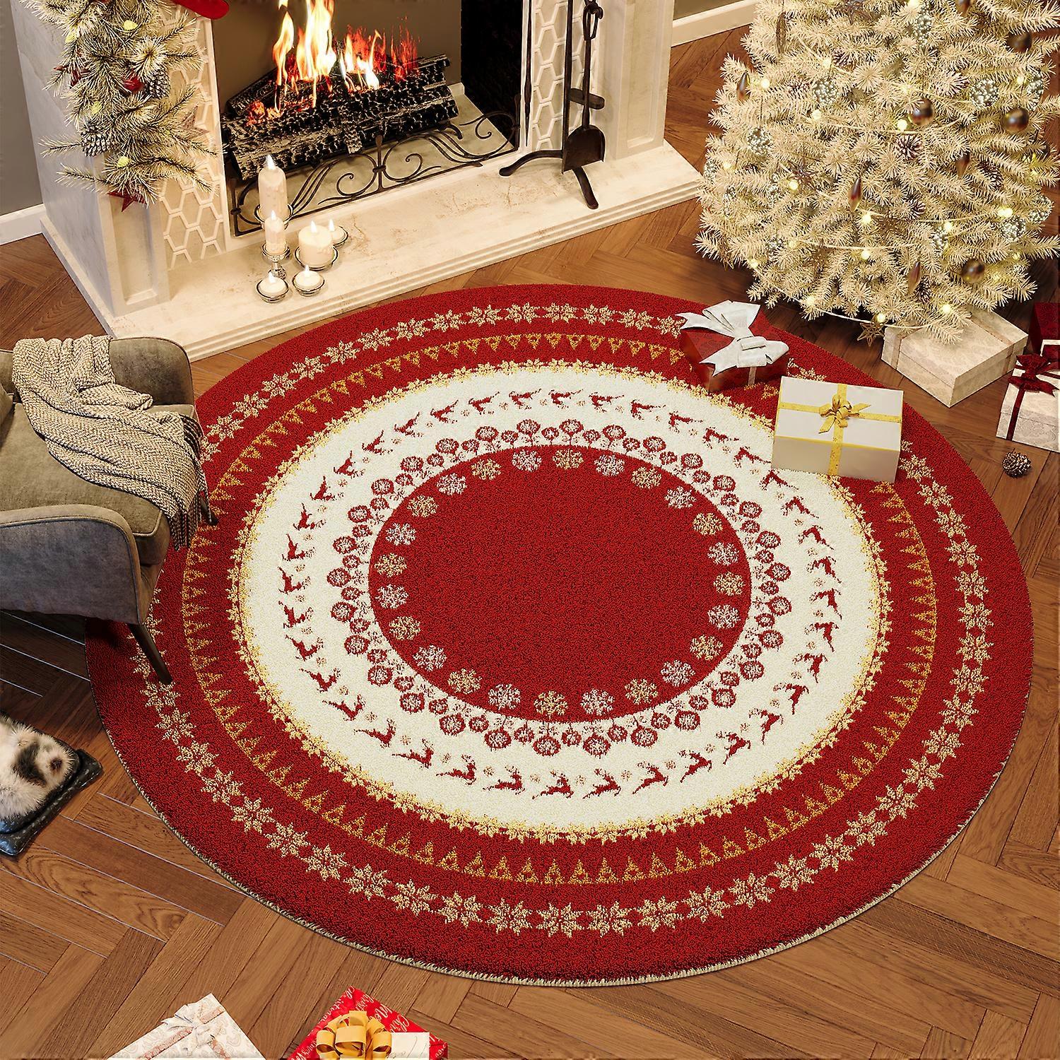 Tapis rond de Noël, couverture de chevet, ambiance festive, décoration de Noël, sapin de Noël