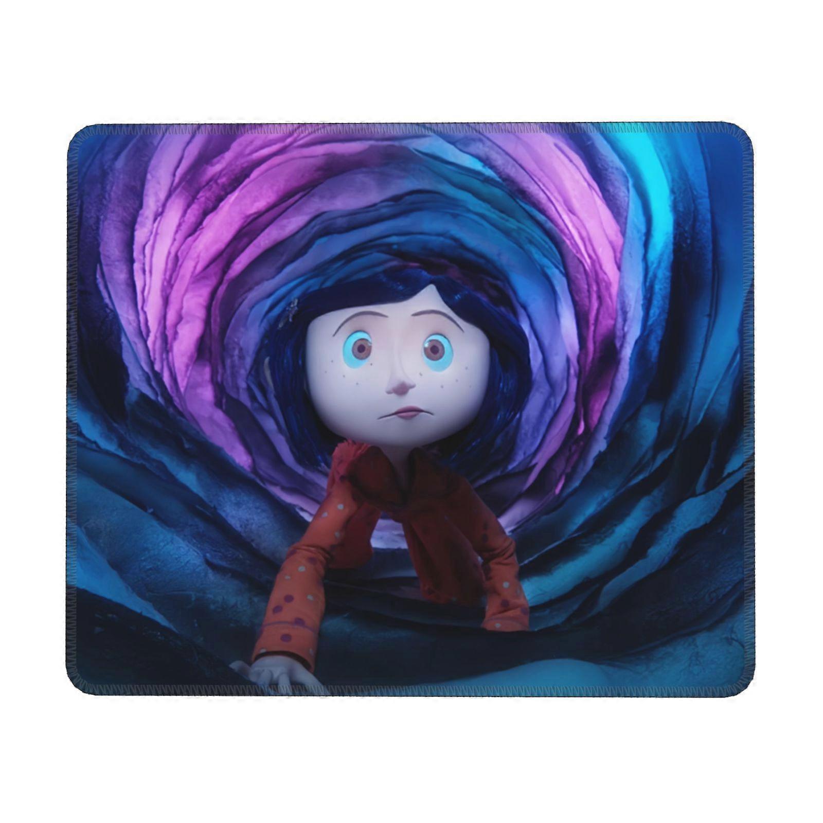 Coraline Mouse Pad with Stitched Edge, Washable Lycra Cloth & Non-Slip Rubber Base, Compatible with Computers and Laptops