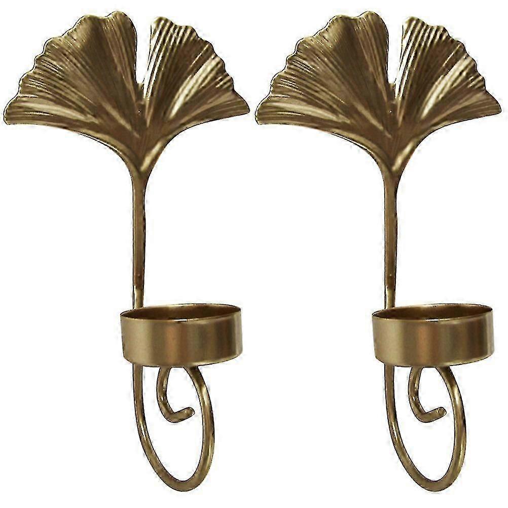 2pcs Wall Sconce Candle Holder Leaf Design Wall Mounted Decorative Candle Holder