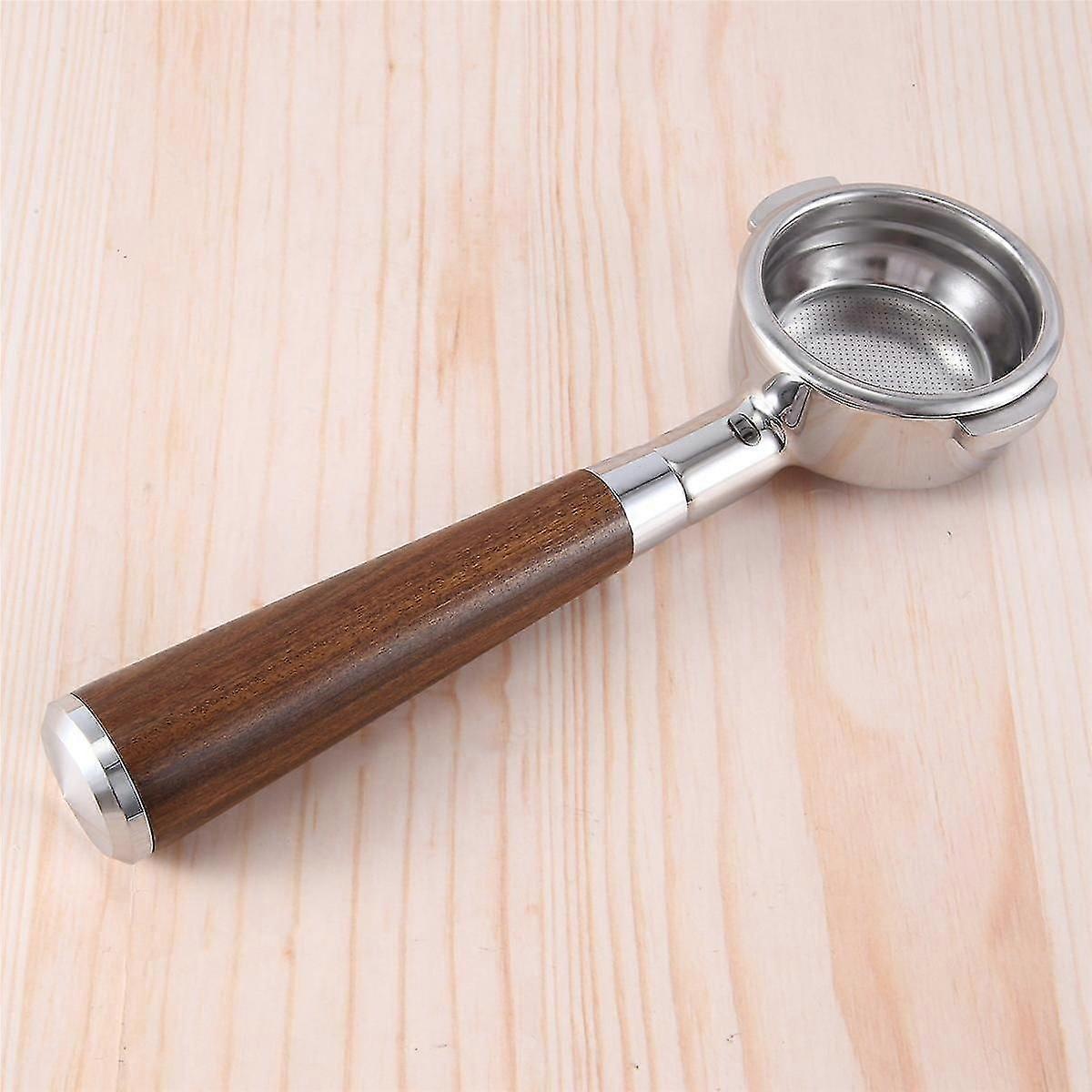 58mm Double Ear Coffee Machine Filter Holder E61 Bottomless Portafilter With Wooden Handle Style B