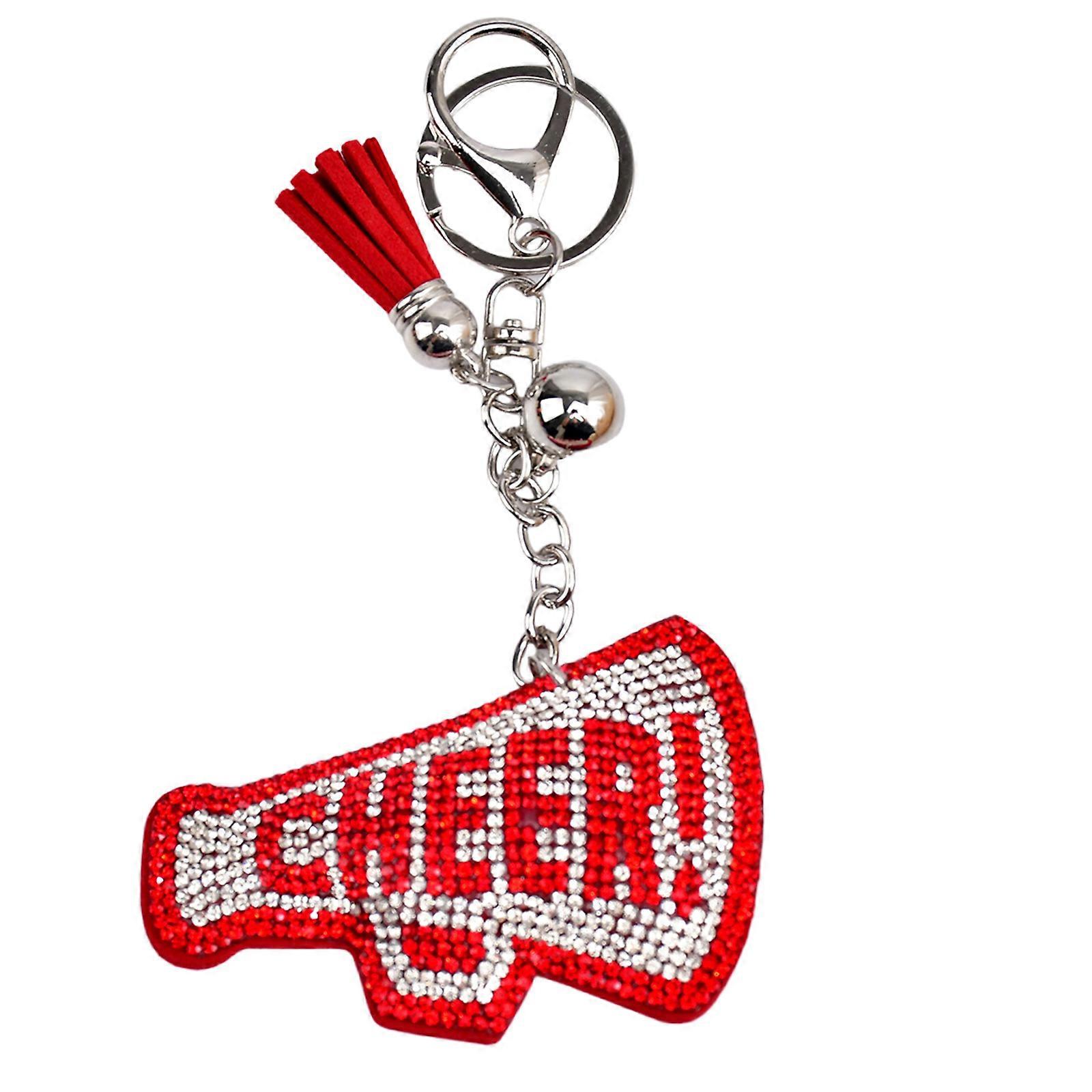 Cheer Team Inspired Keyring Durablity Zinc Alloy Construction Secure Lock Mechanism For Bag Charm  Red