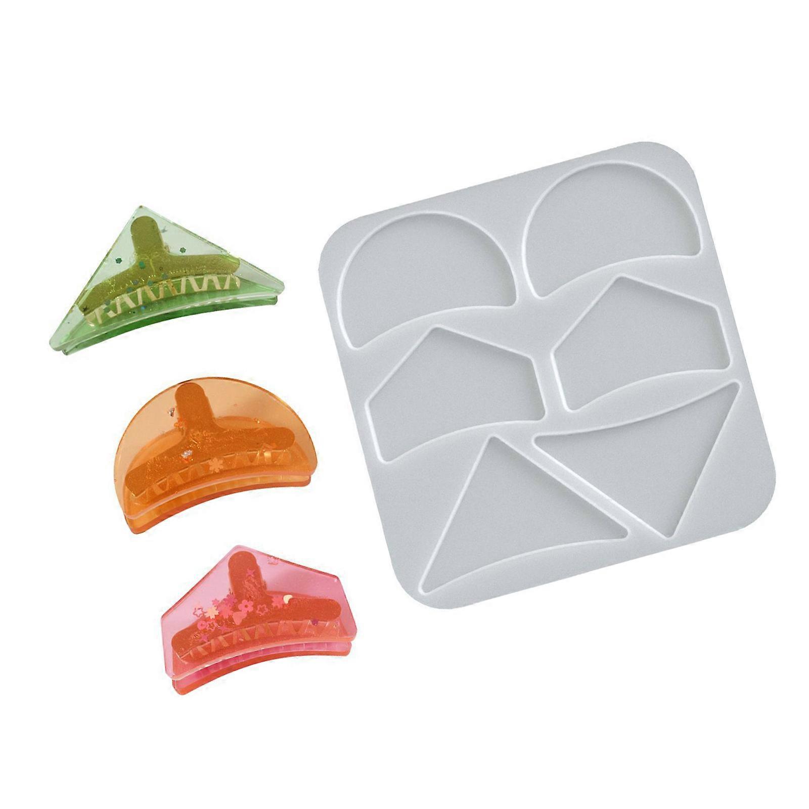 Reusable Silicone Resin Mold For Custom Hair Clips Moon Crescent Ice Cream Triangles Crafting Accessories Multicolor