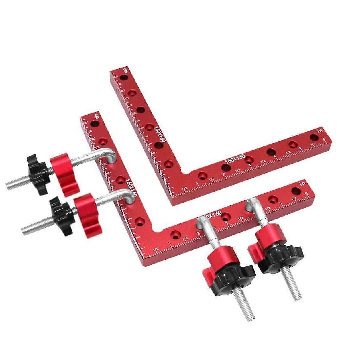 2 Pack 90 Degree LShaped Carpenter Square Ruler Woodworking Positioning Clamp Set 160mm