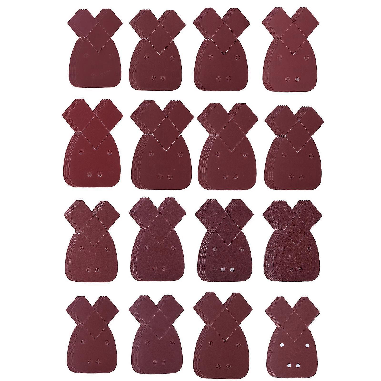 80Pcs Triangle Mouse Detail Sander Sandpaper Sanding Paper With 2 Tip Hook and Looped Assorted for Black and Decker Multicolor