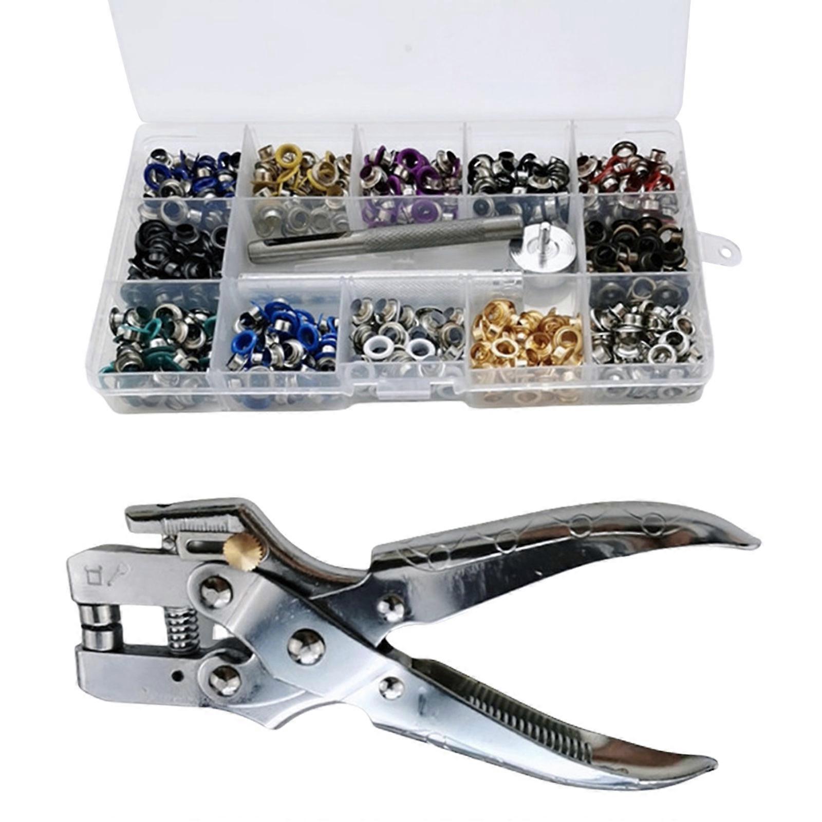 700x Eyelet Set 12 Colors Eyelet Pliers Set with Installation Tool Grommet Tool Set Metal Eyelets for Leather Fabric Multicolor