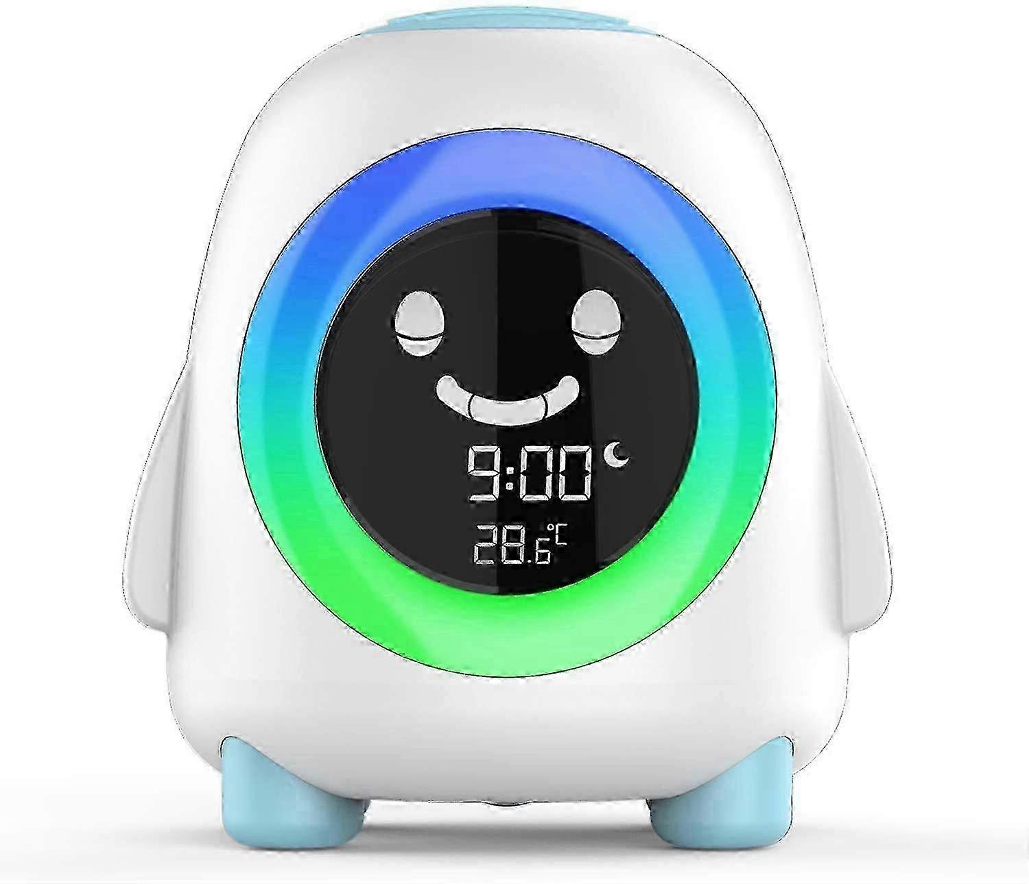 Sleep Training Clock, Cartoon Digital Wake-up Light with LED Night Light, Easy to Use for Kids & Toddlers with Temperature Display, Calendar & 7