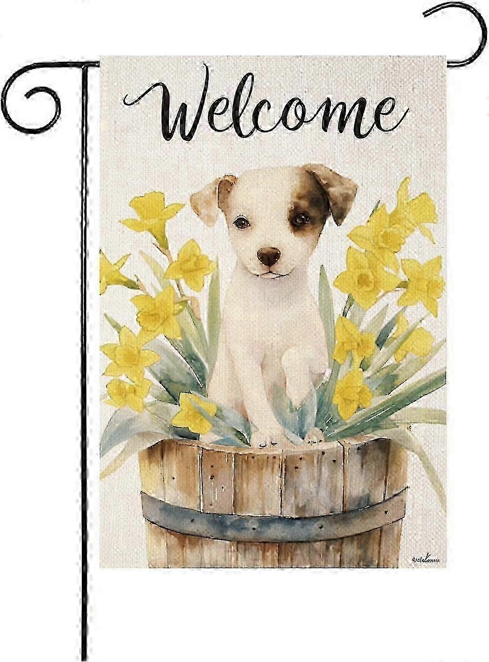 w Welcome Spring Summer Border-Coll Garden Flag, Hello Fall Garden Flag for Outside 28x40 (4121)