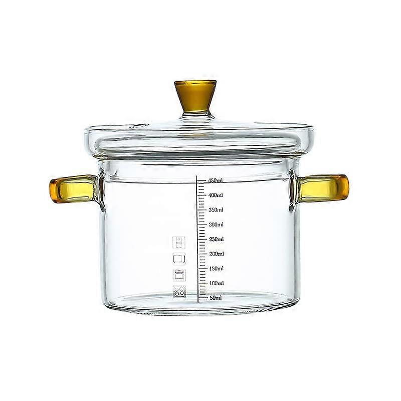 Glass Stew Pot with Lid, HeatResistant Borosilicate, 150450ml, Steamed Egg Bowl with Scale